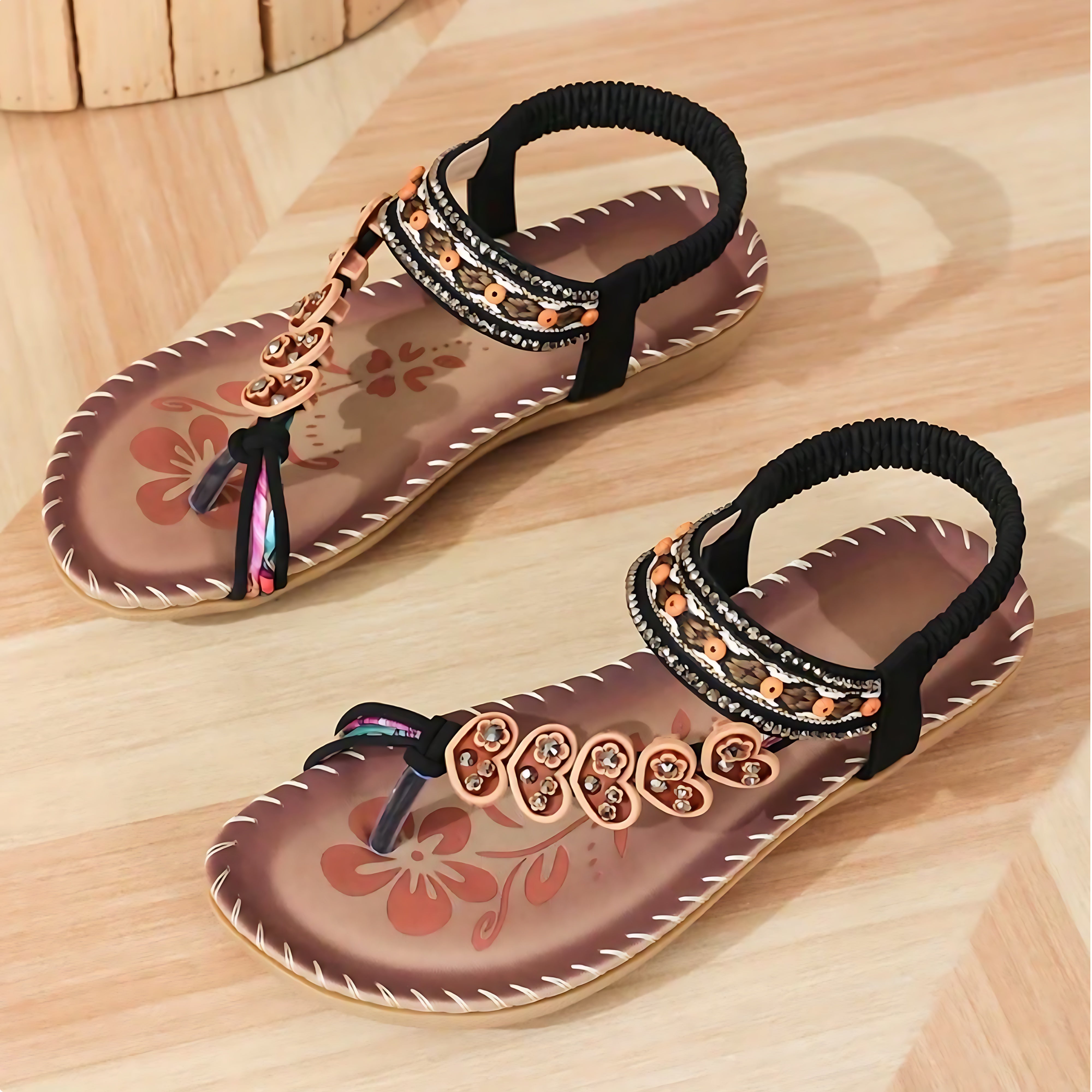 Elise – Beaded Boho Thong Flat Sandals