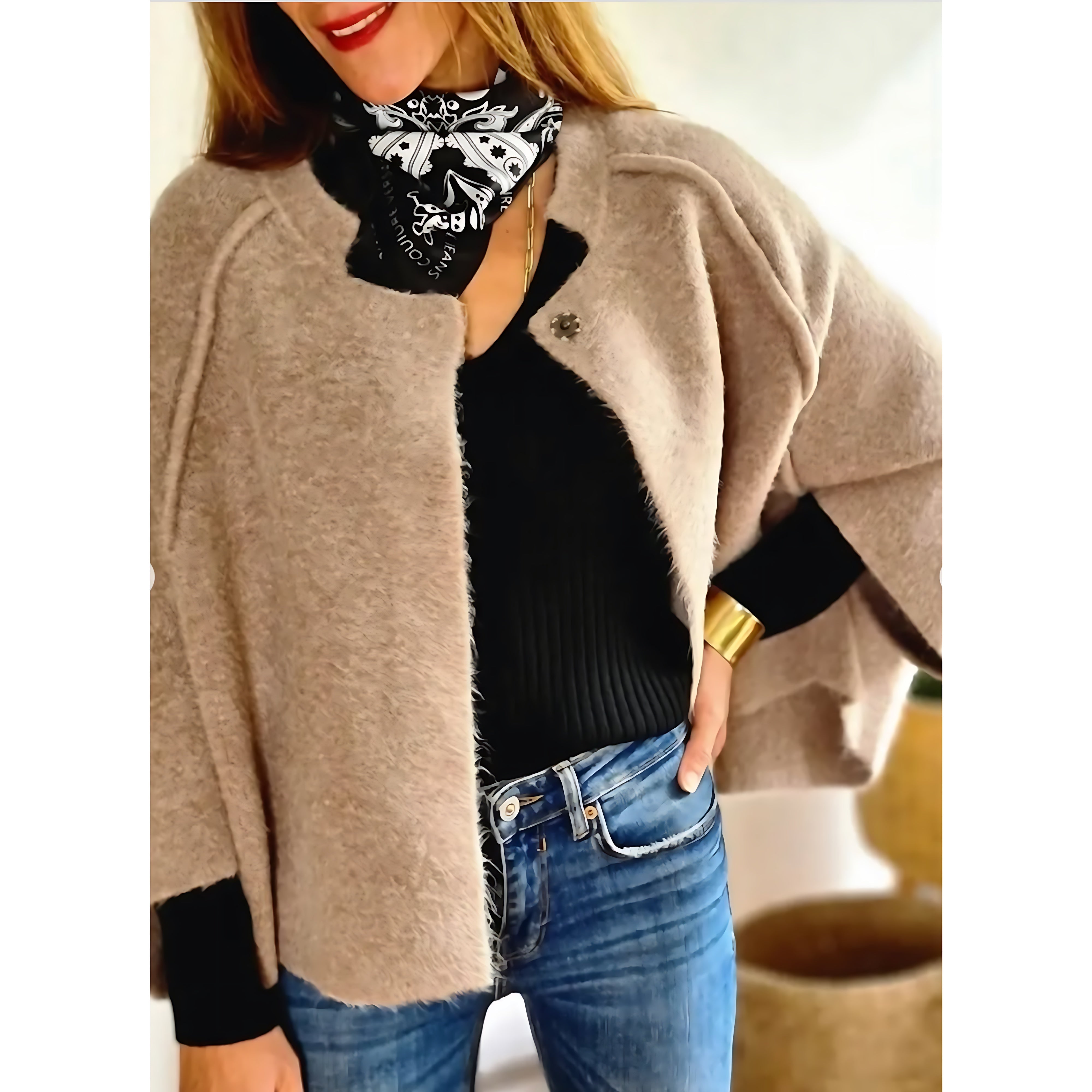 Elise – Faux Fur Collared Jacket