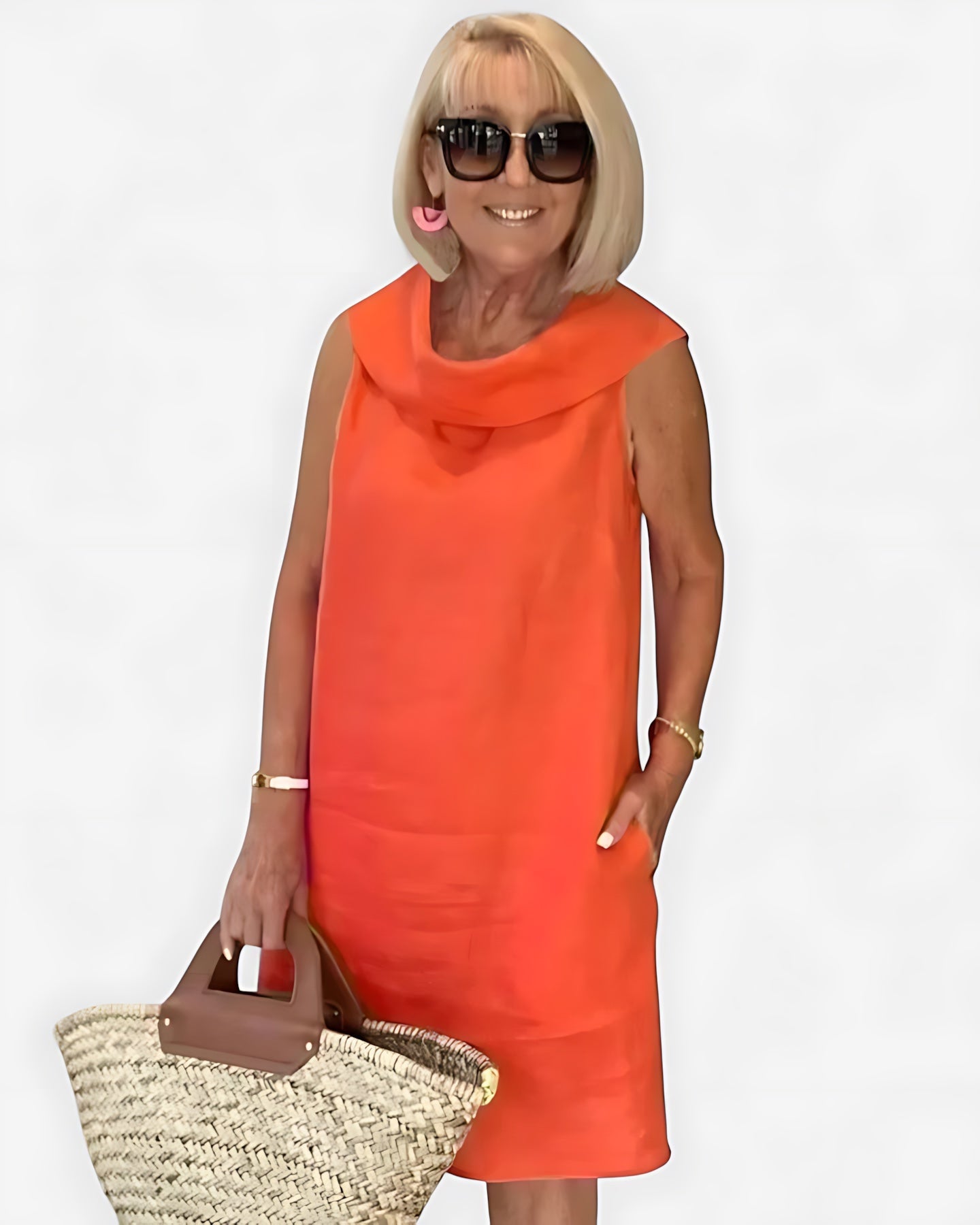 Elise – V Neck Shift Summer Midi Dress