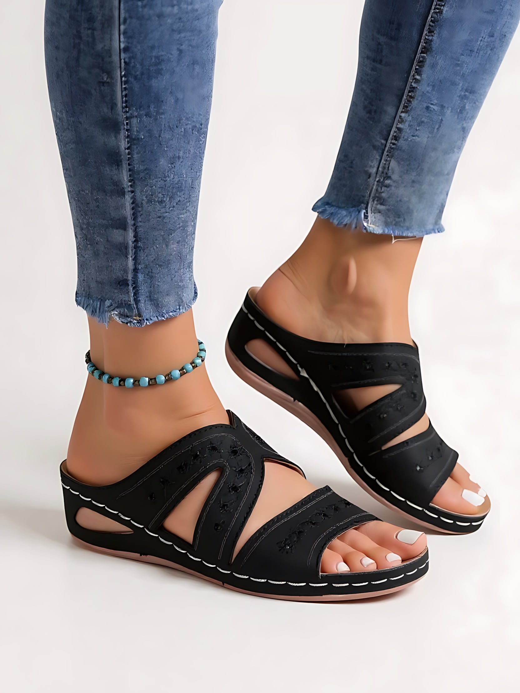 Elise – Woven Crossover Slide Sandals
