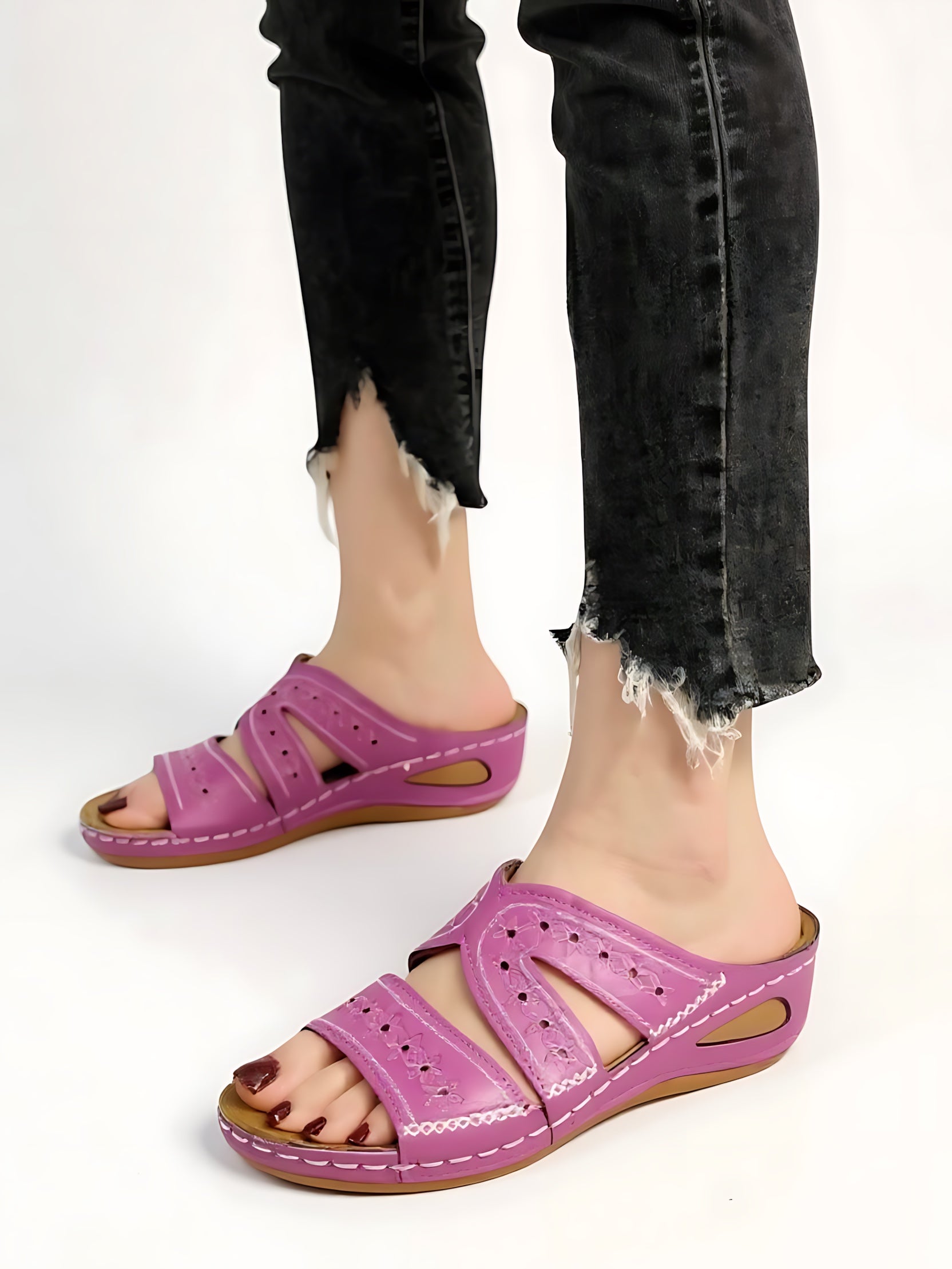 Elise – Woven Crossover Slide Sandals