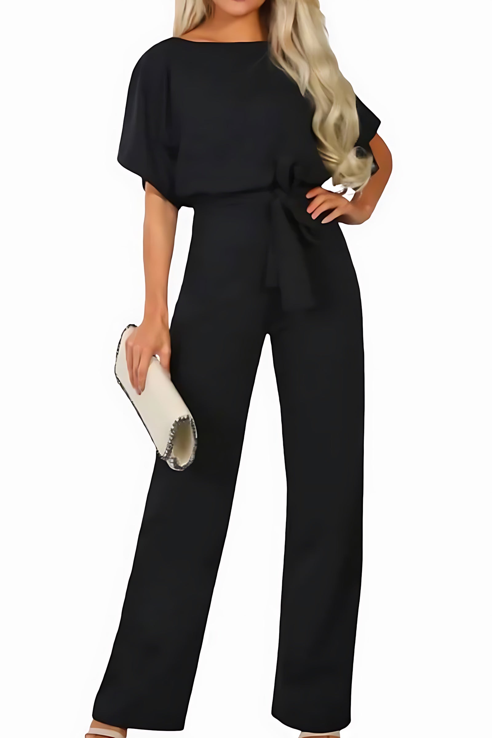 Eliza – Batwing Sleeve Formal Wide Leg Jumpsuit