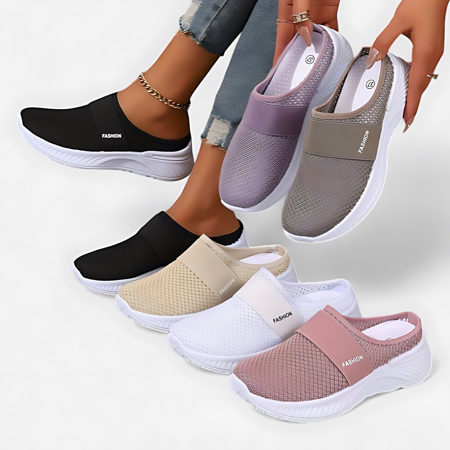 Eliza – Mesh Closed Toe Sneaker Mules