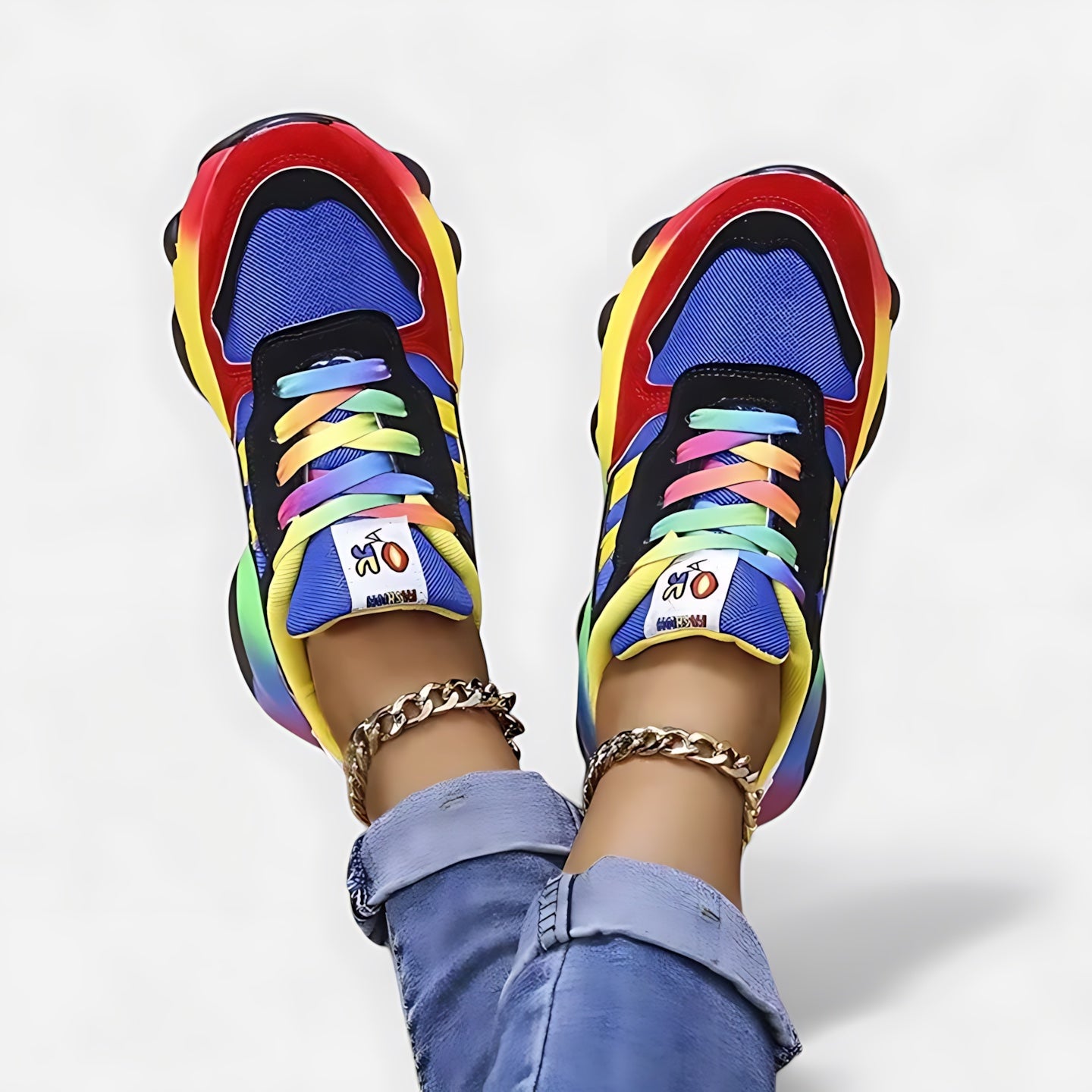 Elizabeth – Colorblock Chunky Sole Lace Up Sneakers