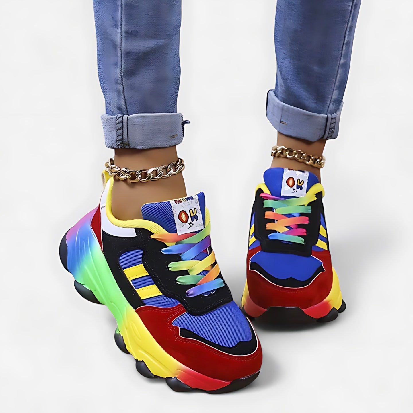 Elizabeth – Colorblock Chunky Sole Lace Up Sneakers