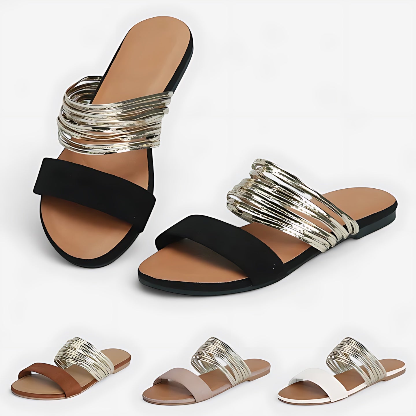Elizabeth – Strappy Flat Slide Sandals