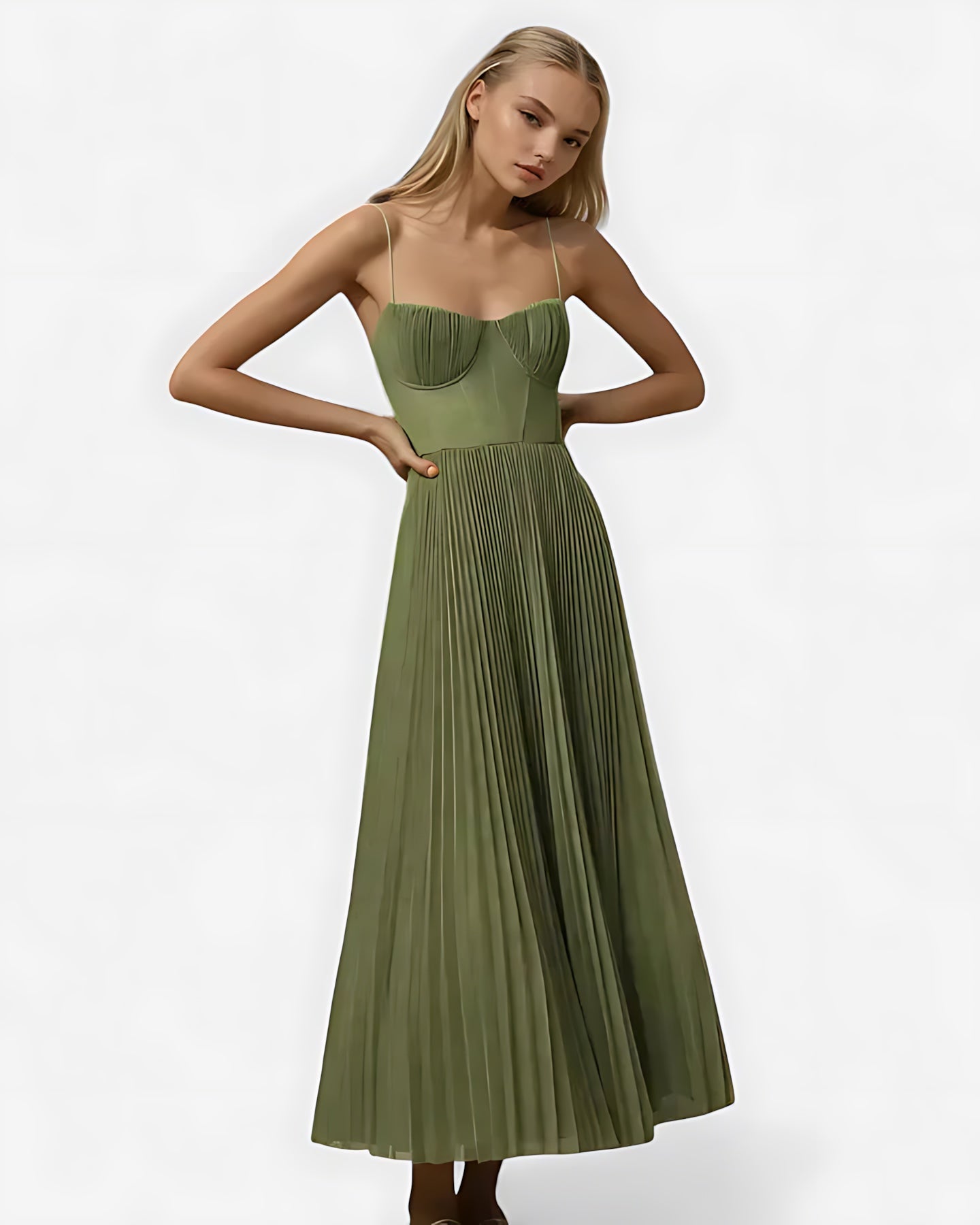 Elizabeth – Tulle Bustier Pleated Cocktail Midi Dress