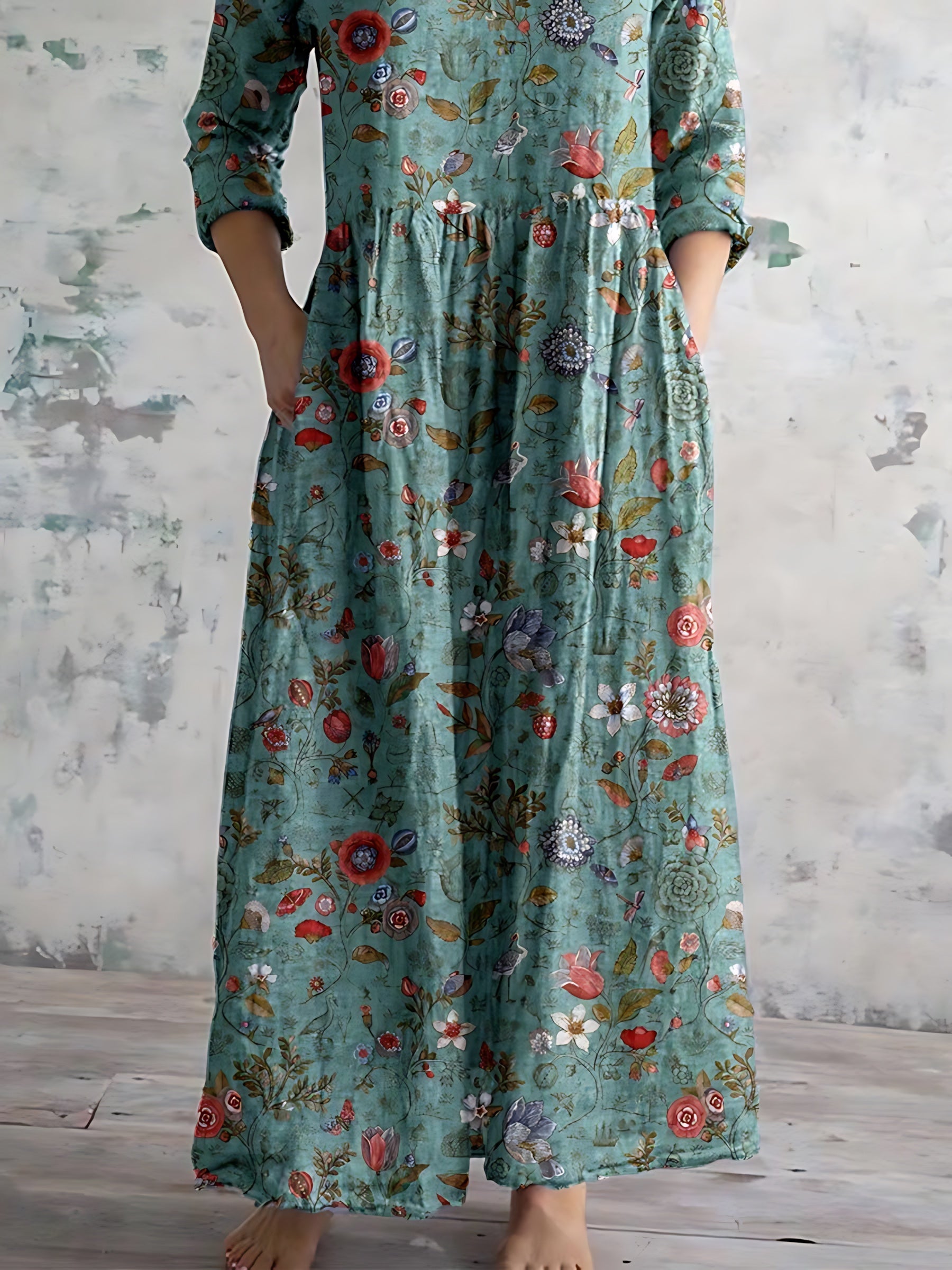 Ella – Ditsy Floral V Neck Boho Maxi Dress