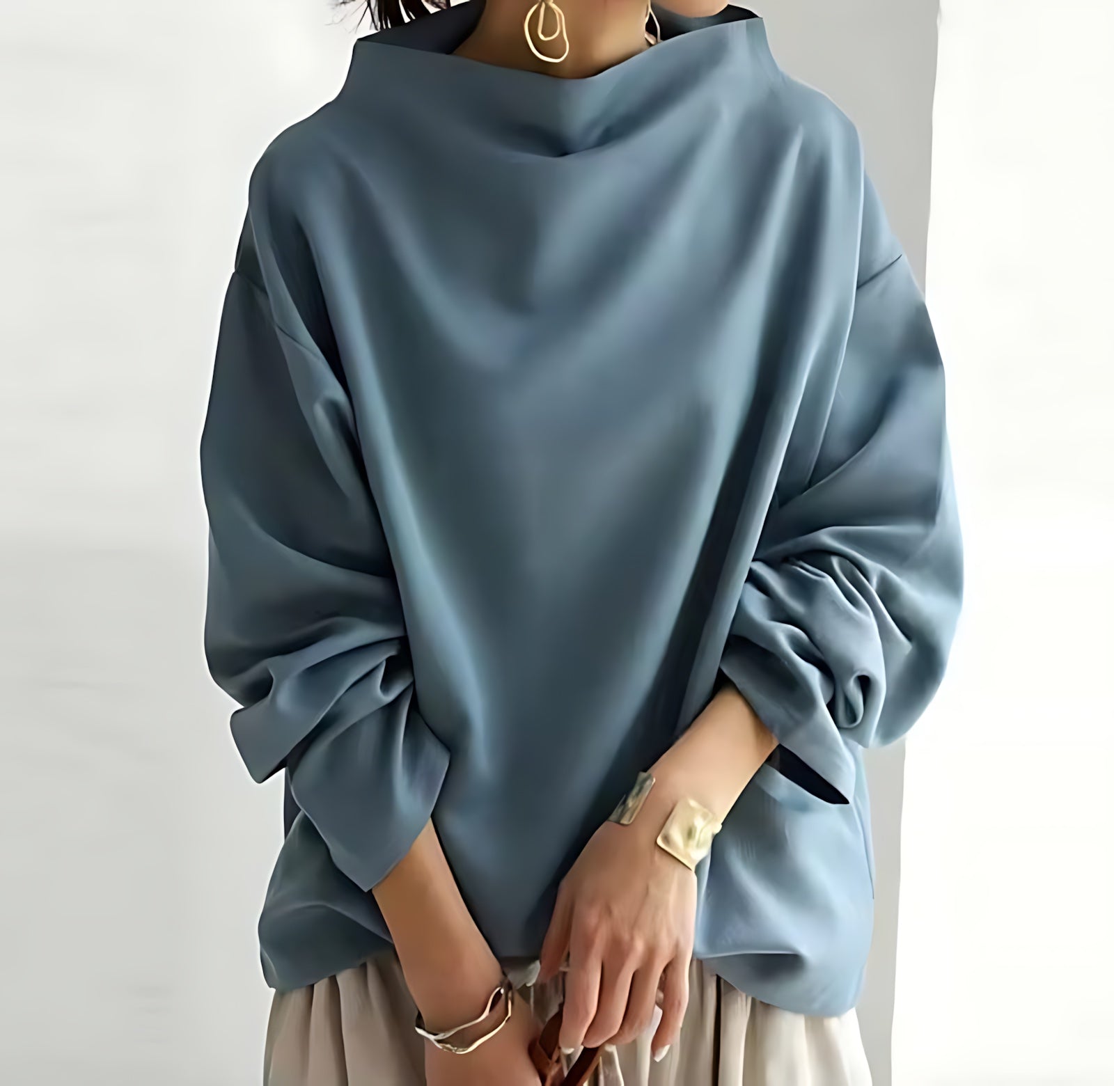 Ella – Oversized Funnel Neck Knit Sweater