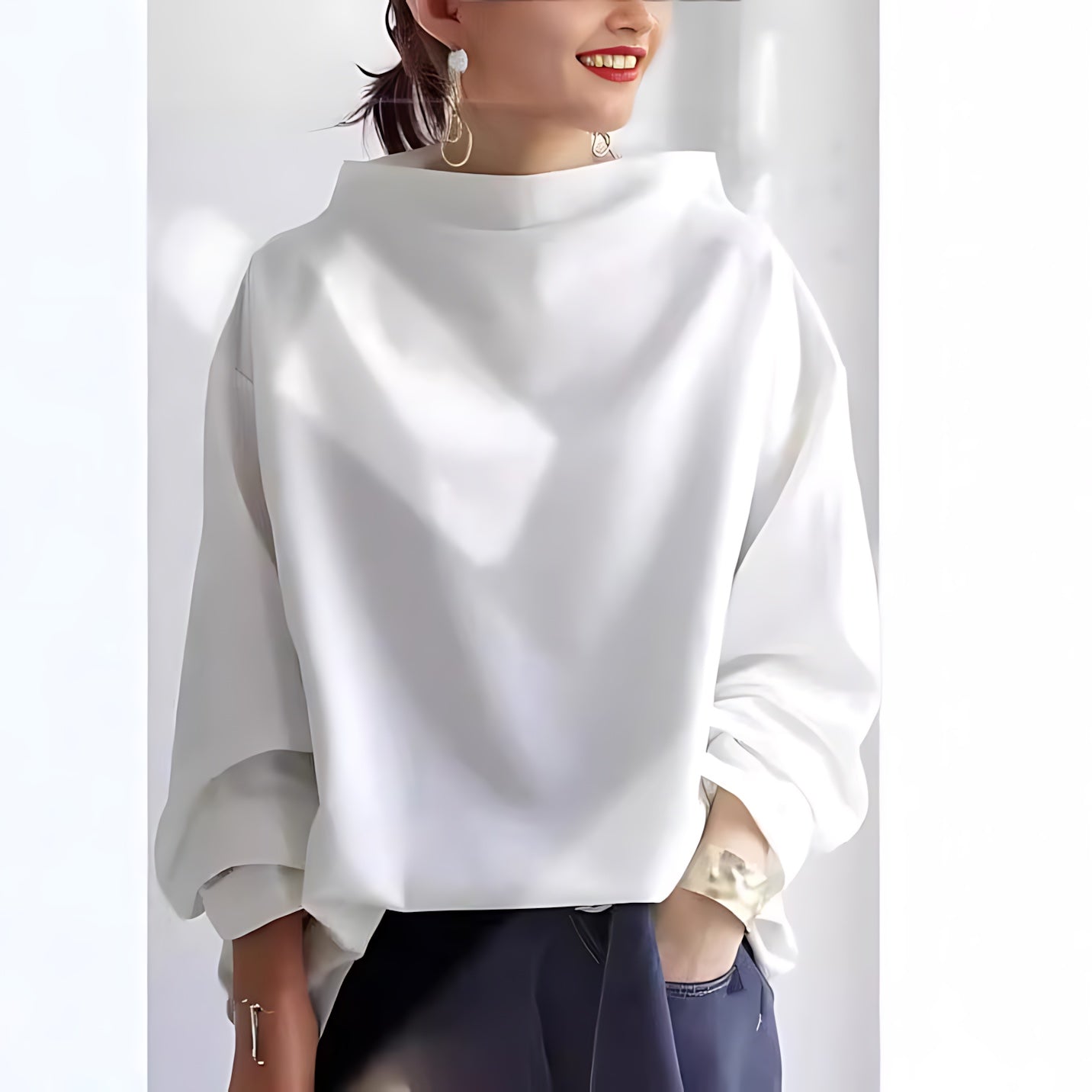Ella – Oversized Funnel Neck Knit Sweater