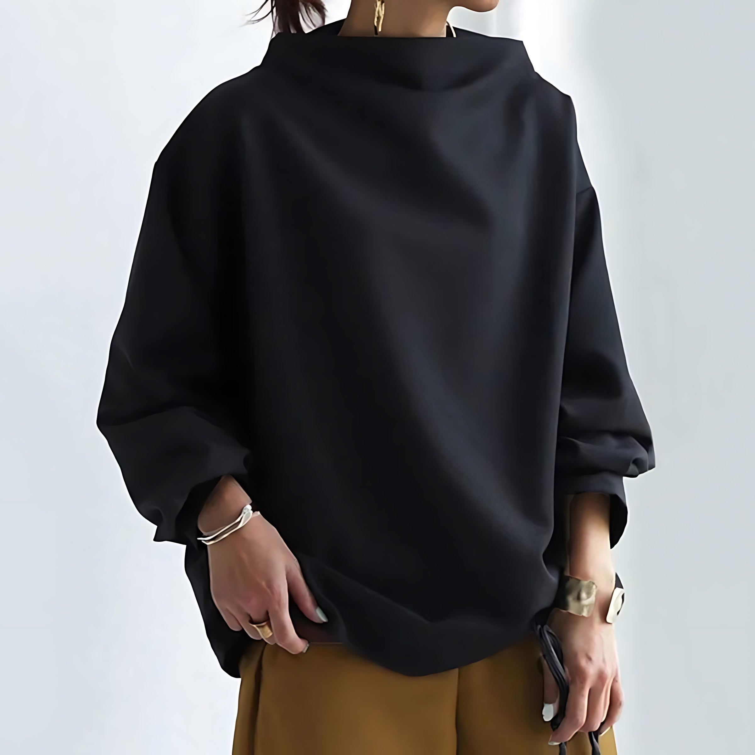 Ella – Oversized Funnel Neck Knit Sweater