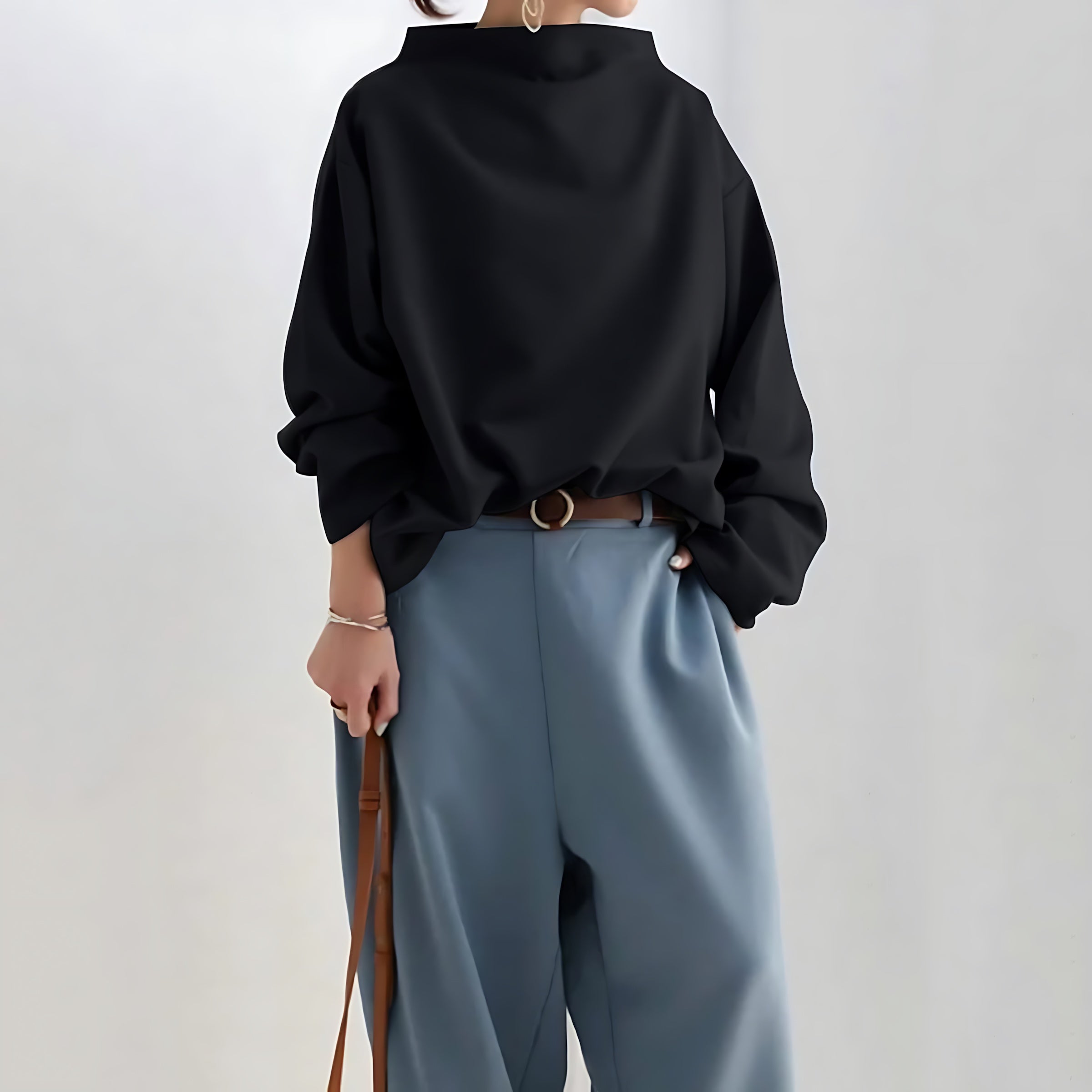 Ella – Oversized Funnel Neck Knit Sweater