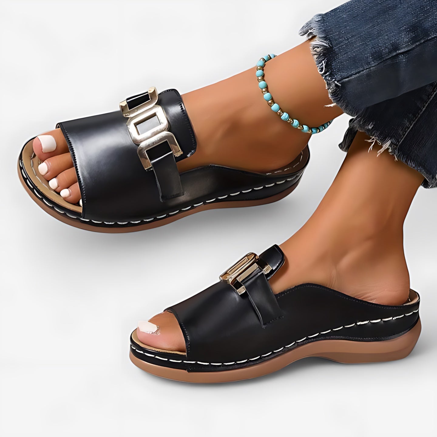 Elliana – Chain Flat Slide Sandals