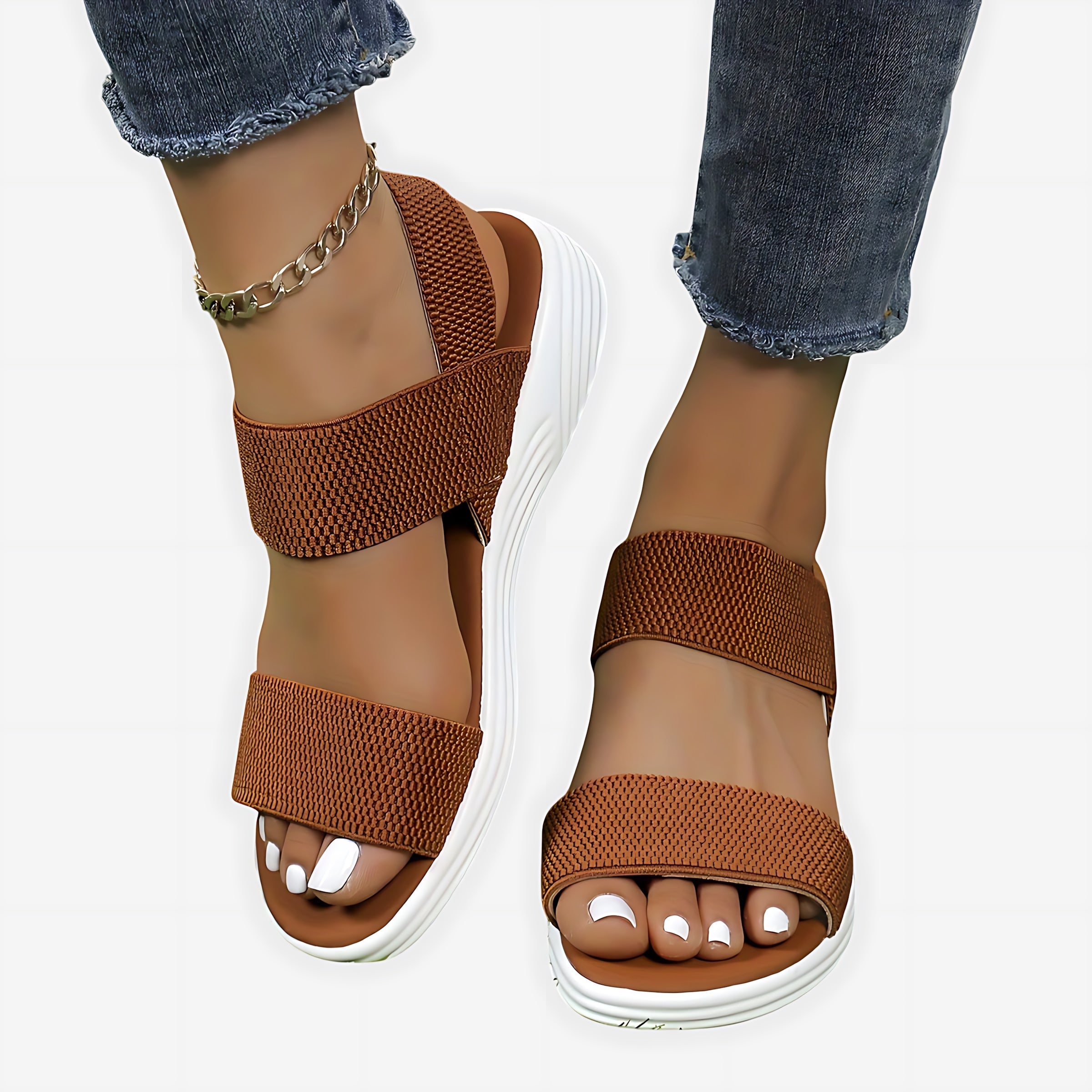 Elliana – Elastic Double Strap Flat Sandals