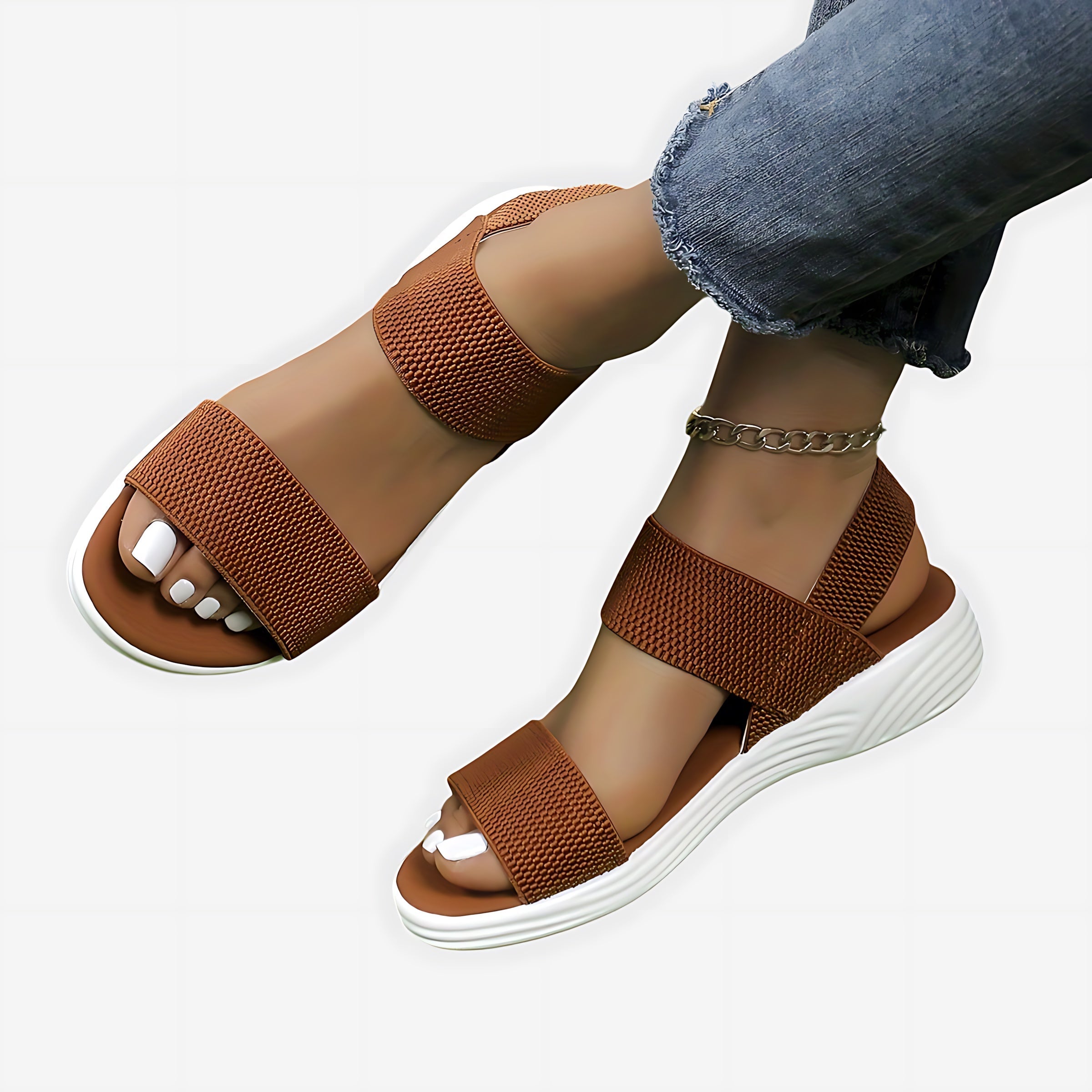 Elliana – Elastic Double Strap Flat Sandals