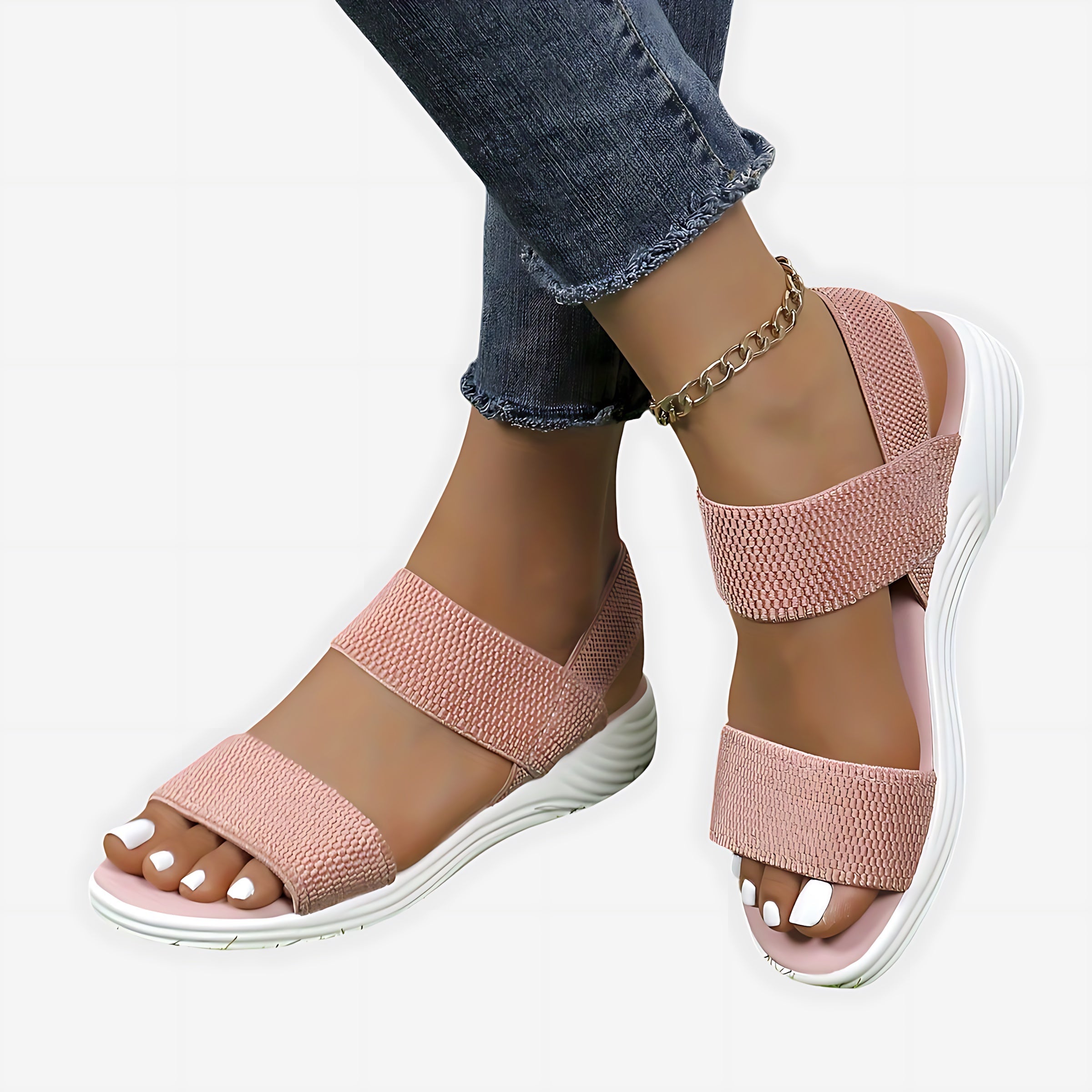 Elliana – Elastic Double Strap Flat Sandals