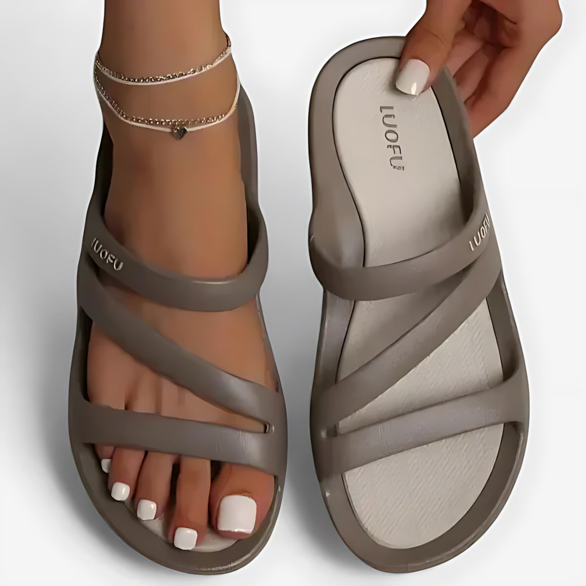 Ellie – Crisscross Strappy Flat Sandals