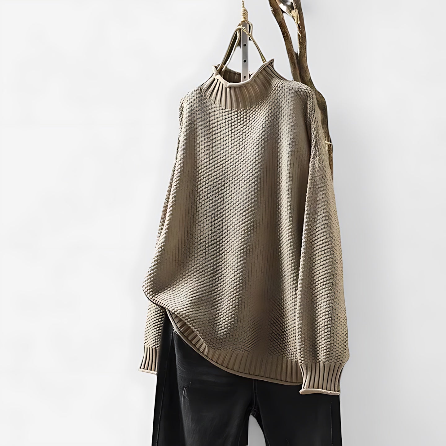 Ellie – Mock Neck Draped Knit Sweater