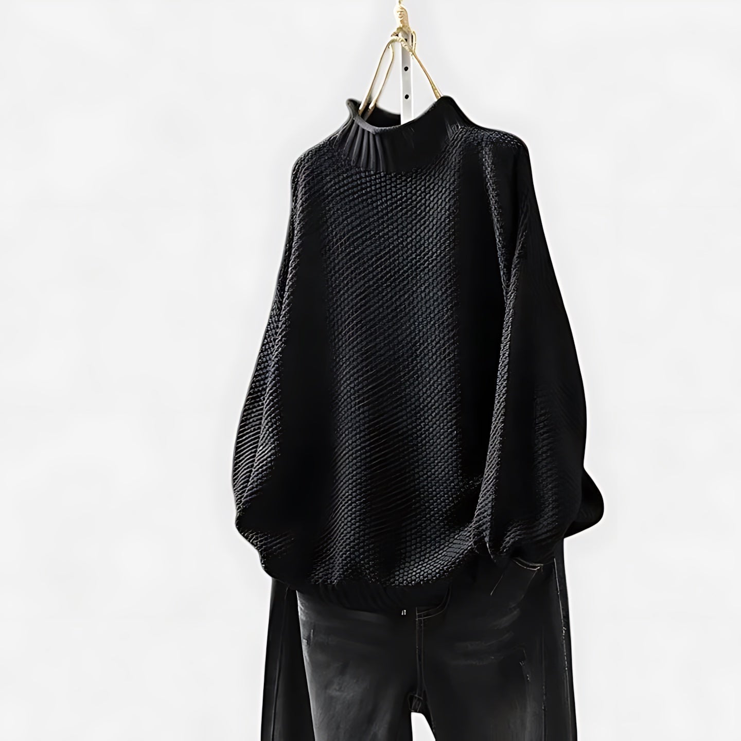 Ellie – Mock Neck Draped Knit Sweater