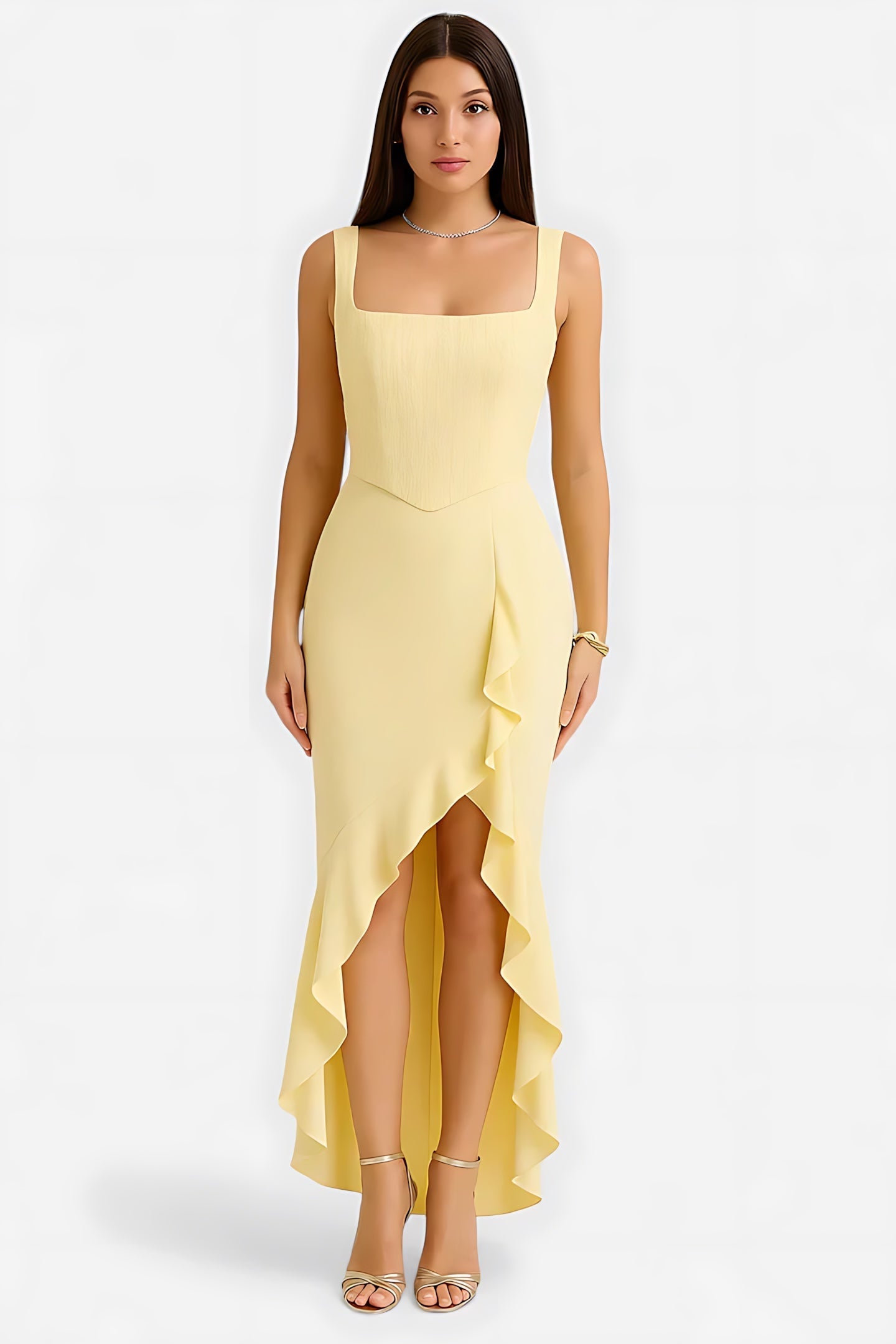 Ellie – Square Neck A-Line Evening Maxi Dress