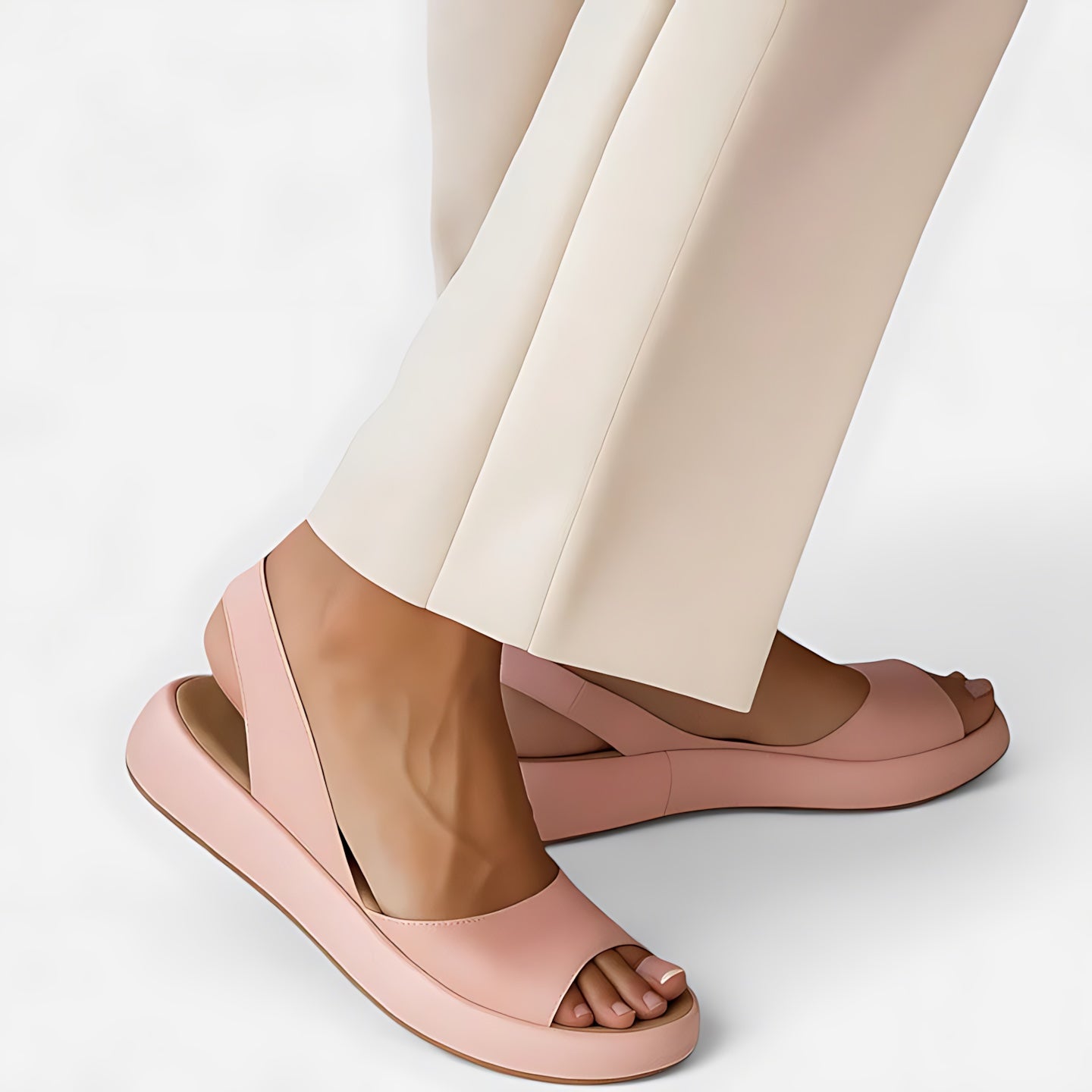 Eloise – Cross Strap Low Wedge Slide Sandals