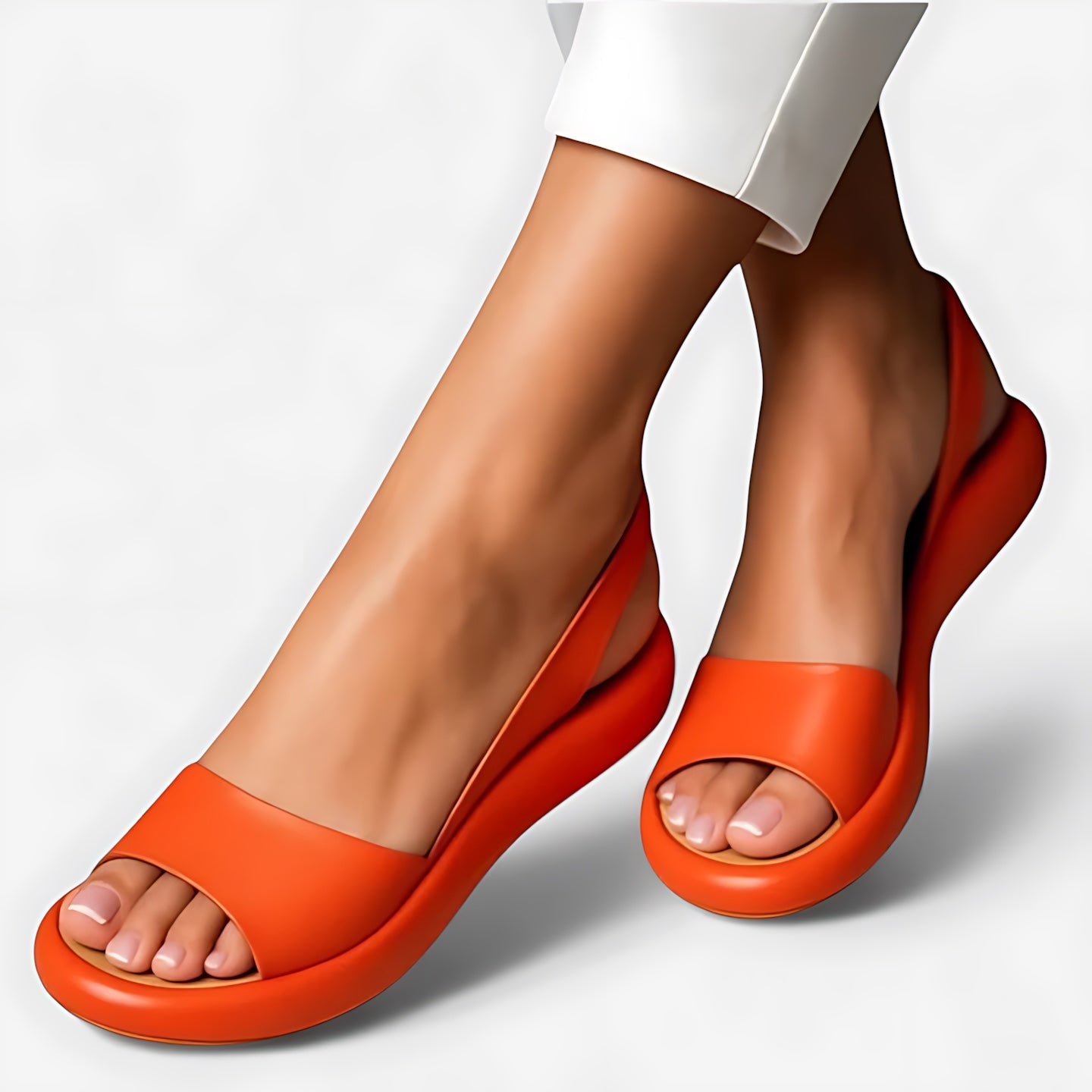 Eloise – Cross Strap Low Wedge Slide Sandals