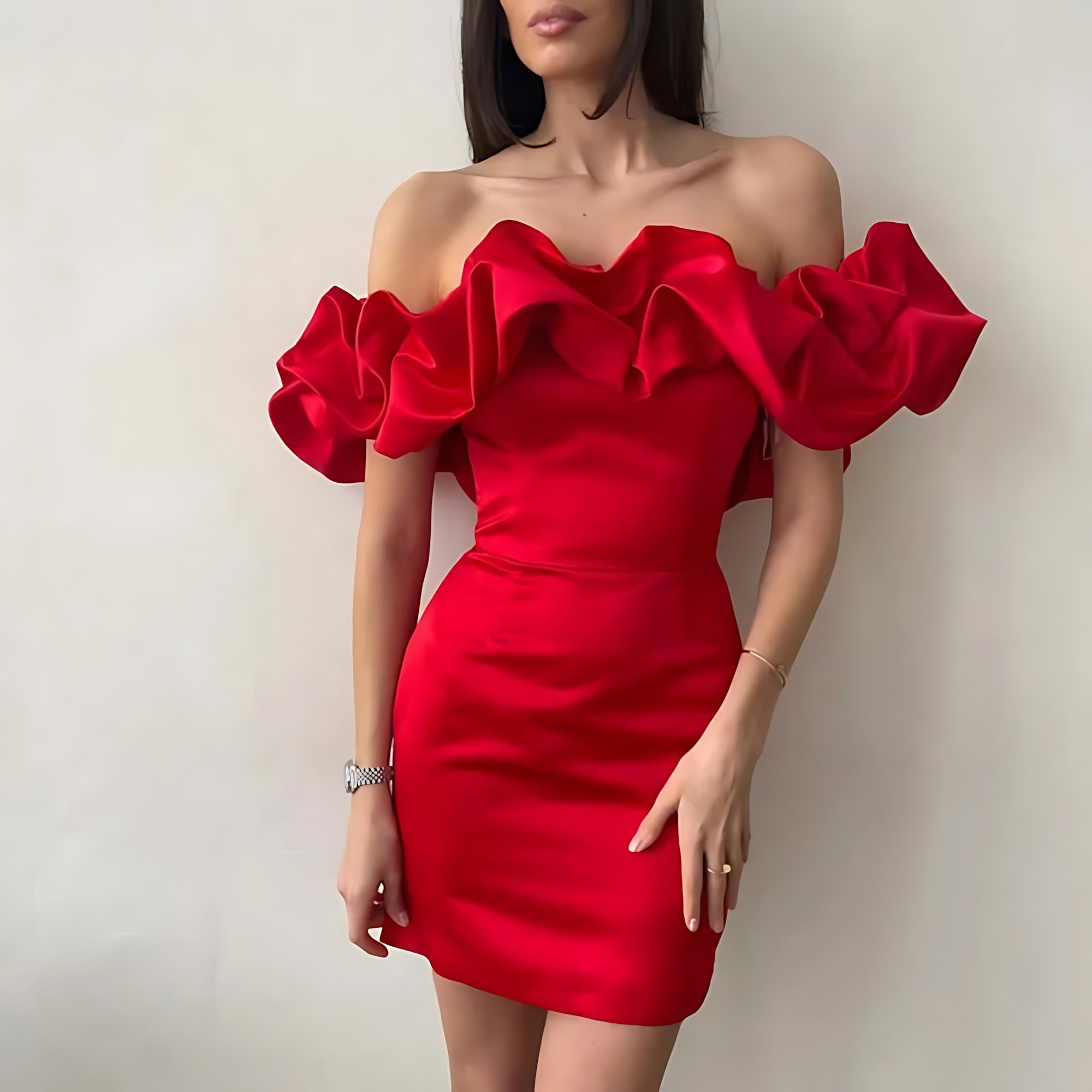 Eloise – Strapless Ruffle Wedding Guest Mini Dress
