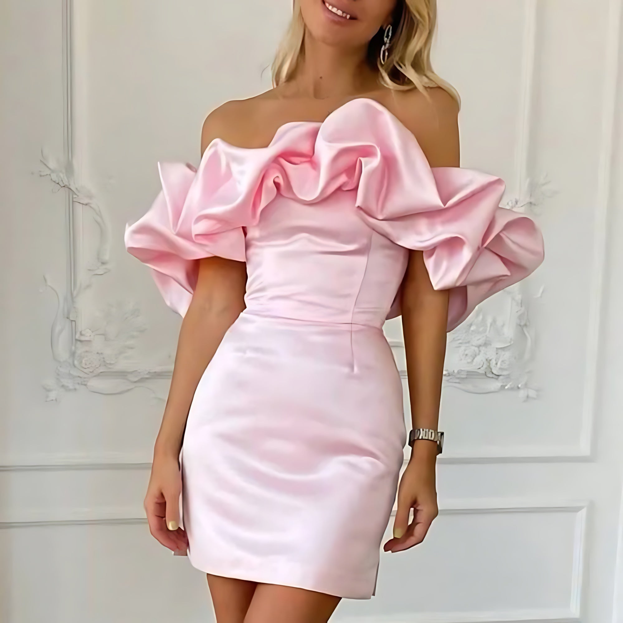 Eloise – Strapless Ruffle Wedding Guest Mini Dress