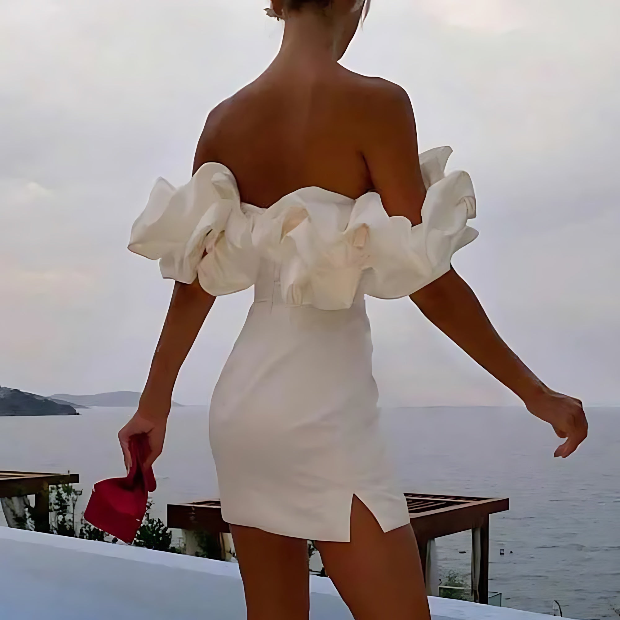 Eloise – Strapless Ruffle Wedding Guest Mini Dress