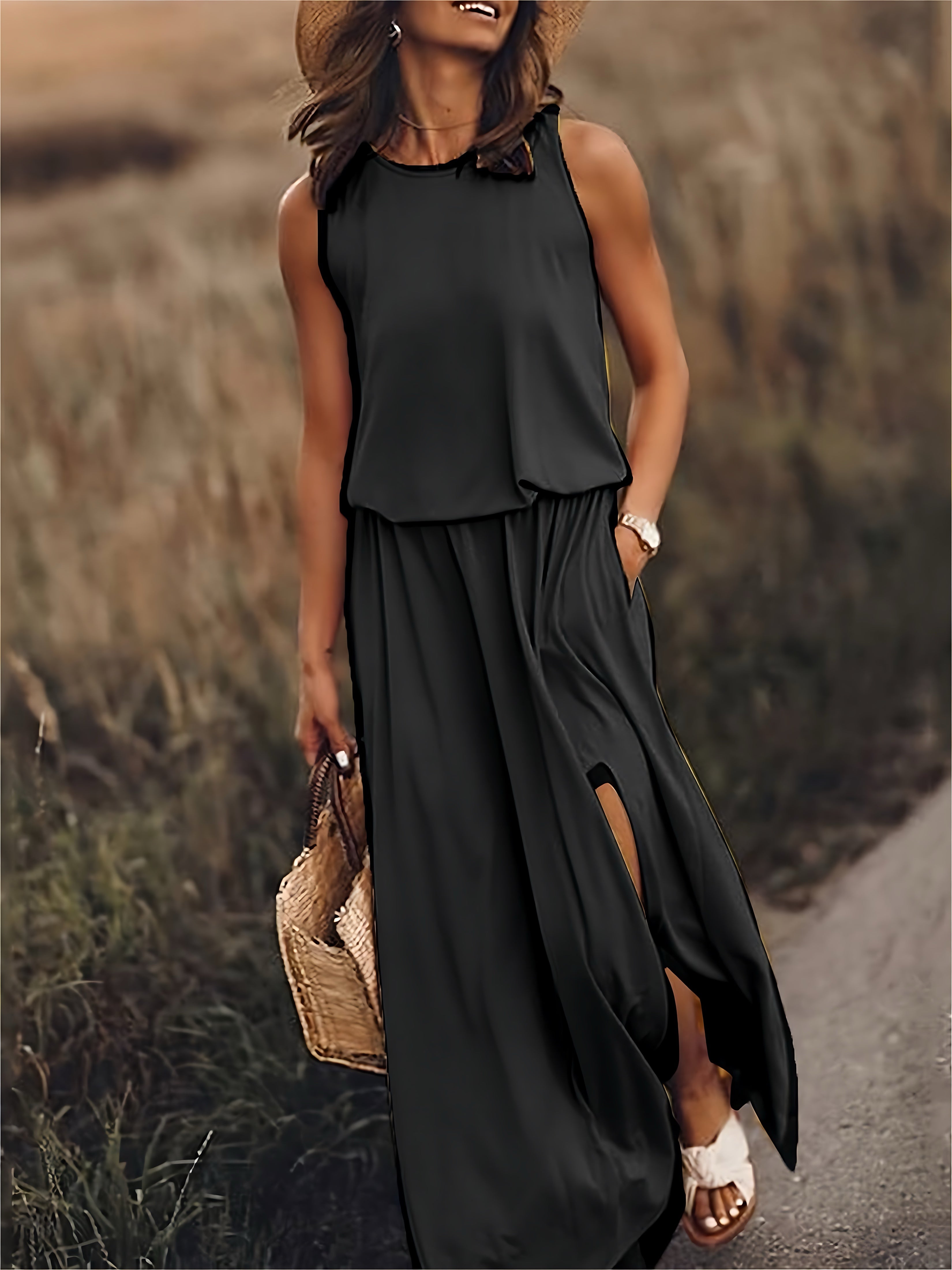 Emilia – Scoop Neck Blouson Summer Maxi Dress