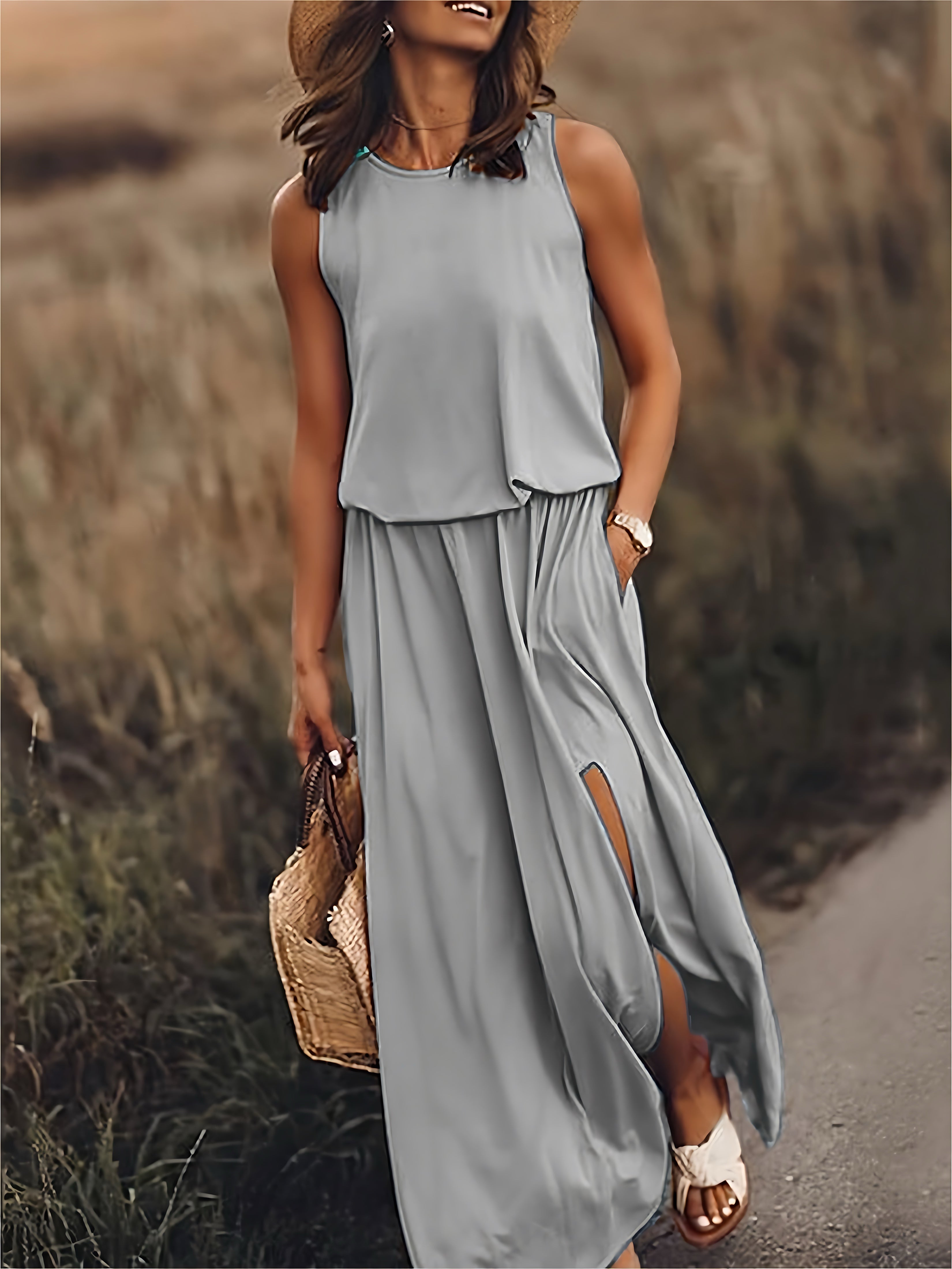Emilia – Scoop Neck Blouson Summer Maxi Dress