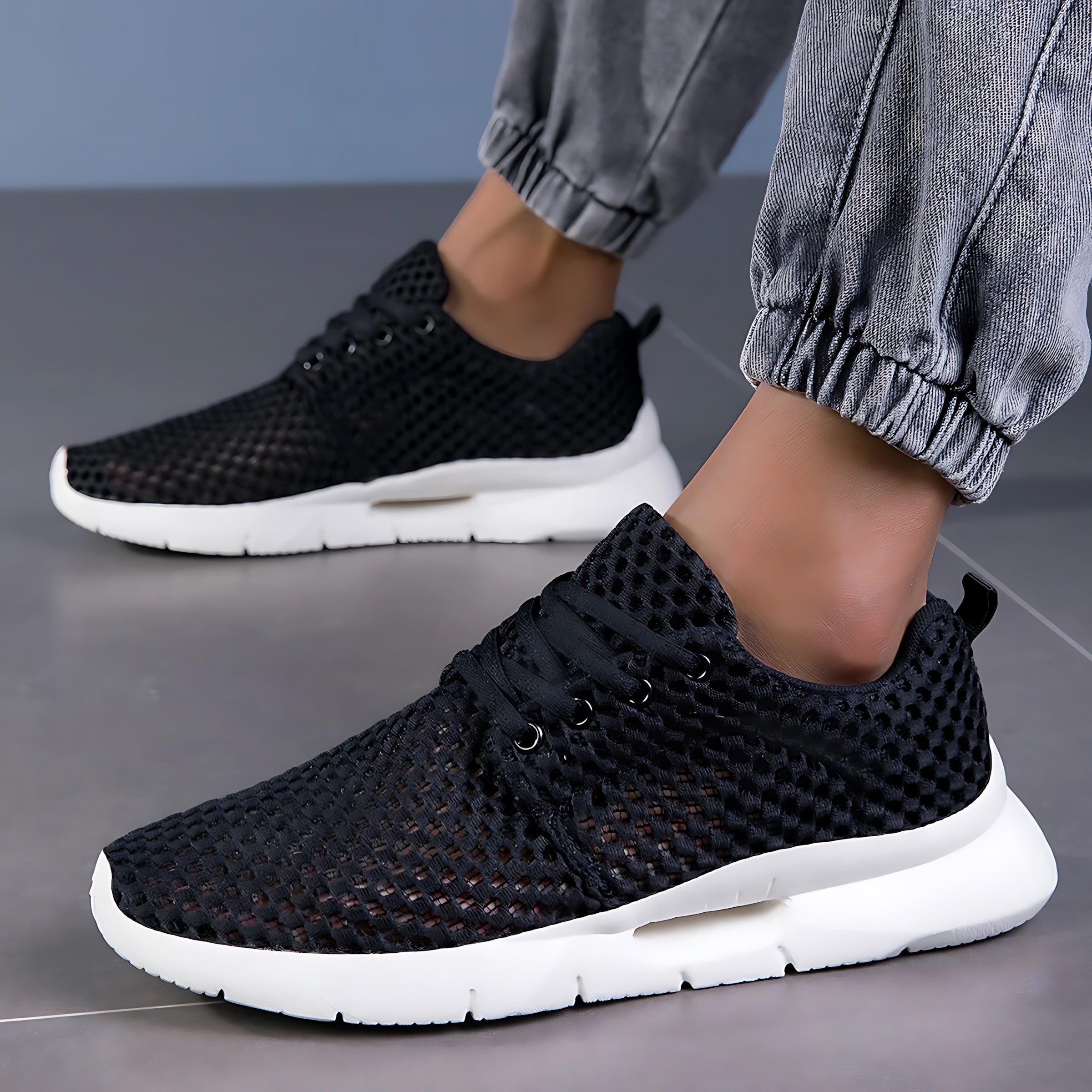 Emily – Breathable Mesh Lace Up Walking Sneakers