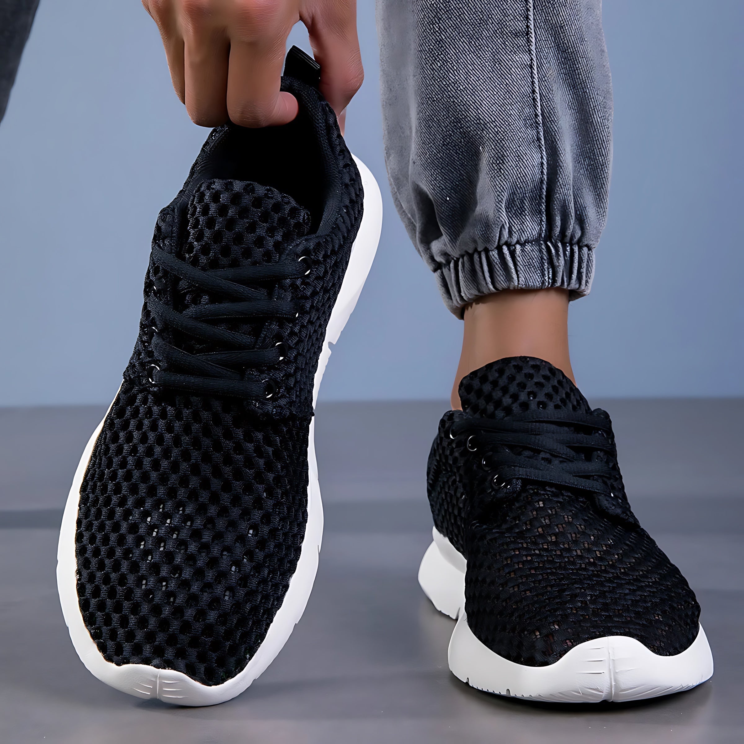 Emily – Breathable Mesh Lace Up Walking Sneakers