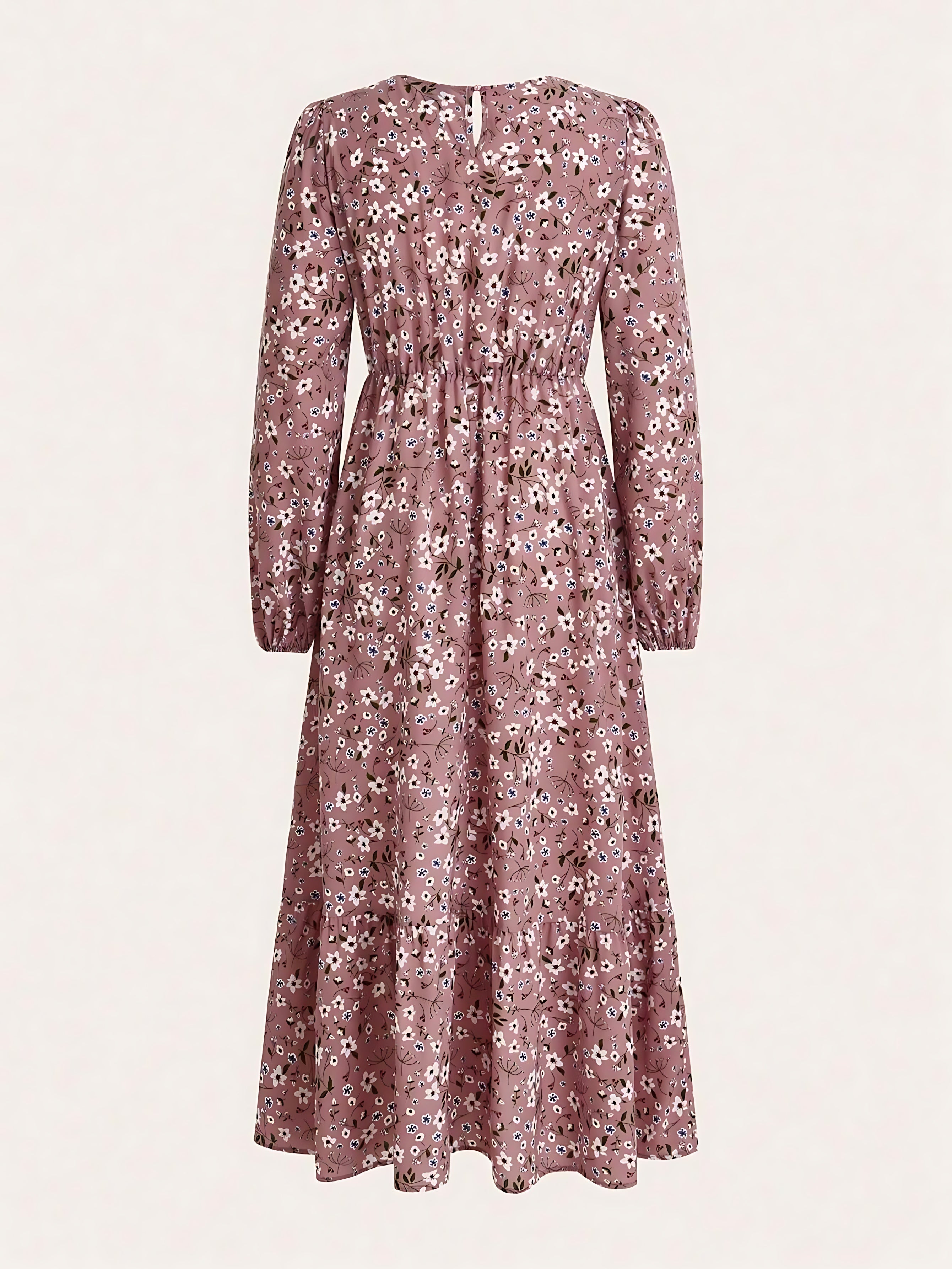 Emily – Floral Print Bishop Sleeve V Neck Maxi Dress