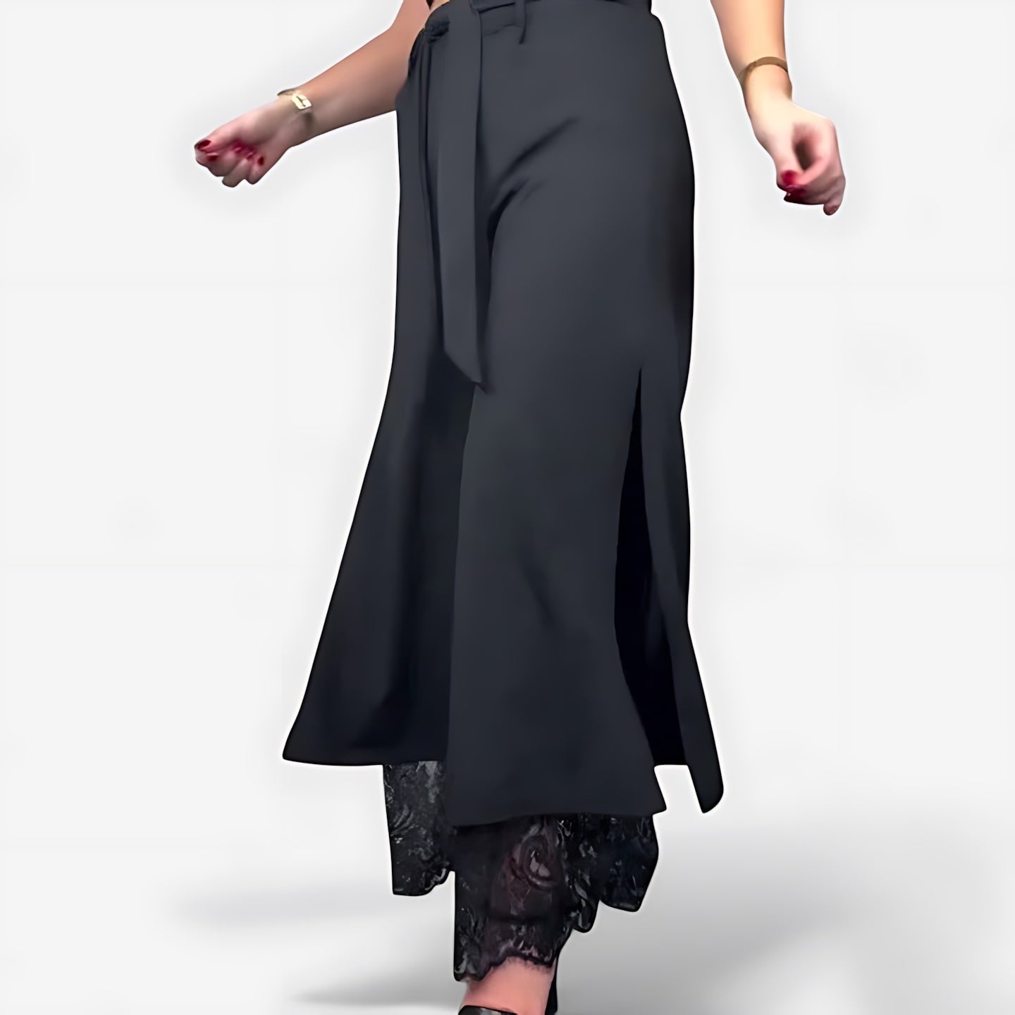 Emily – Lace Hem Wide Leg Pants