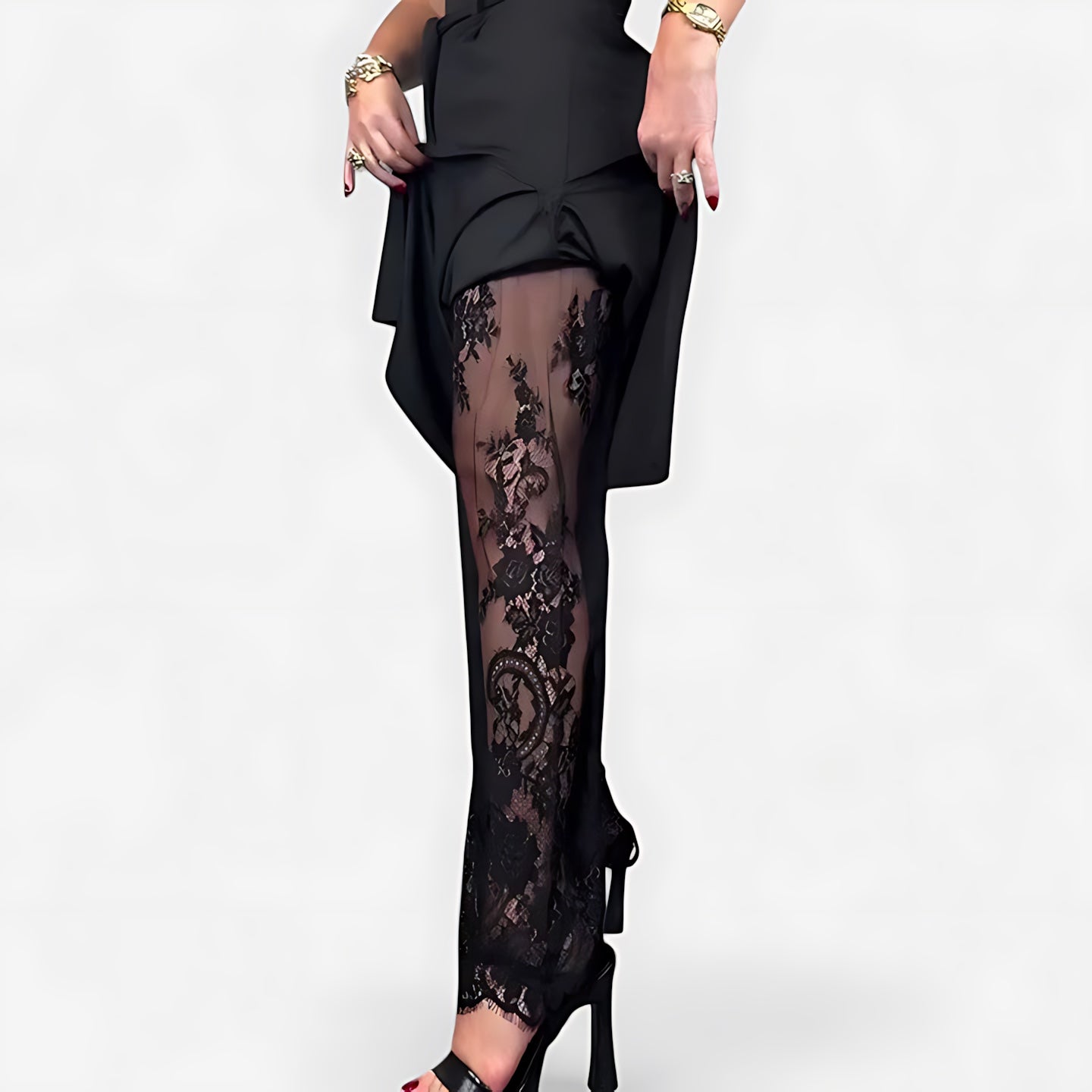 Emily – Lace Hem Wide Leg Pants