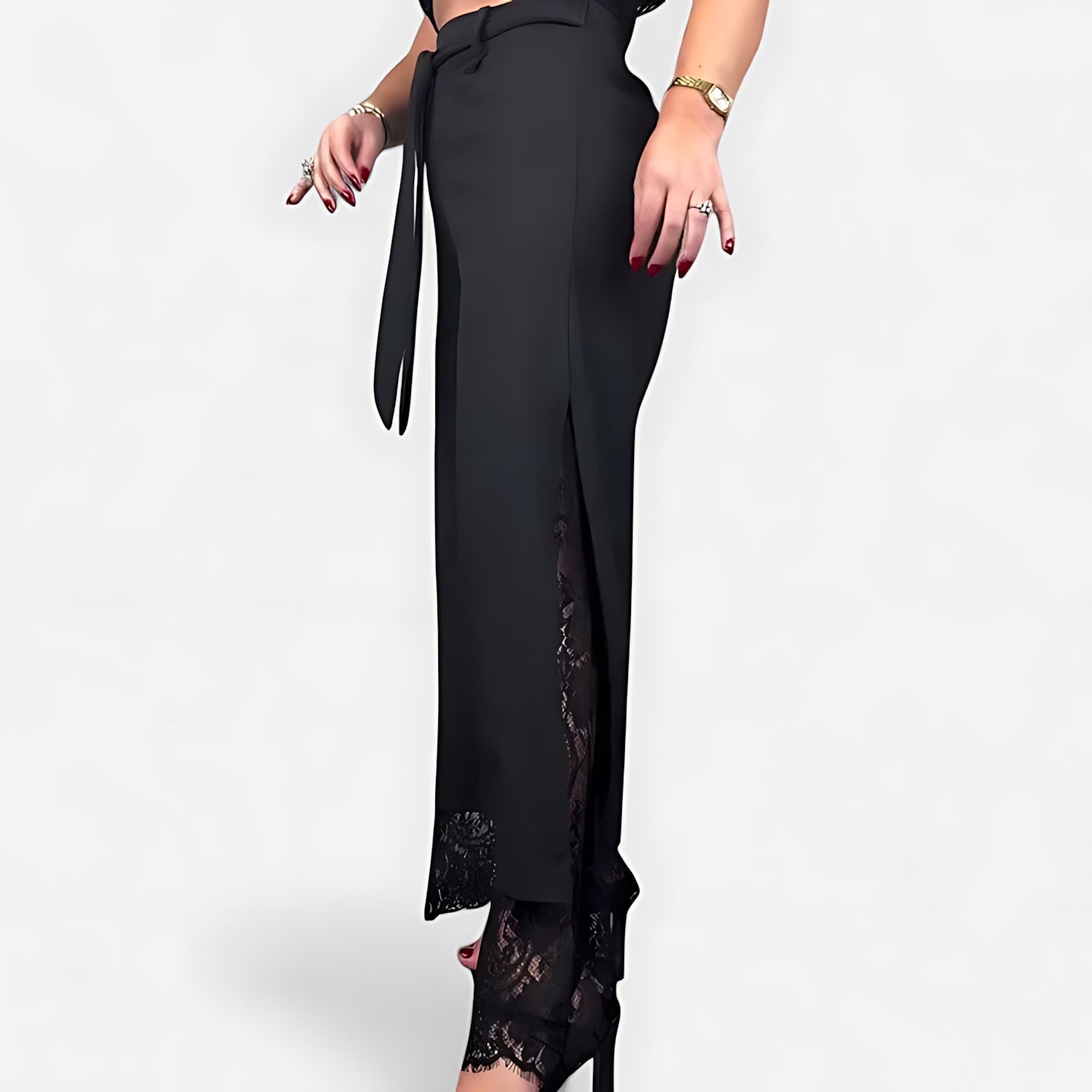 Emily – Lace Hem Wide Leg Pants