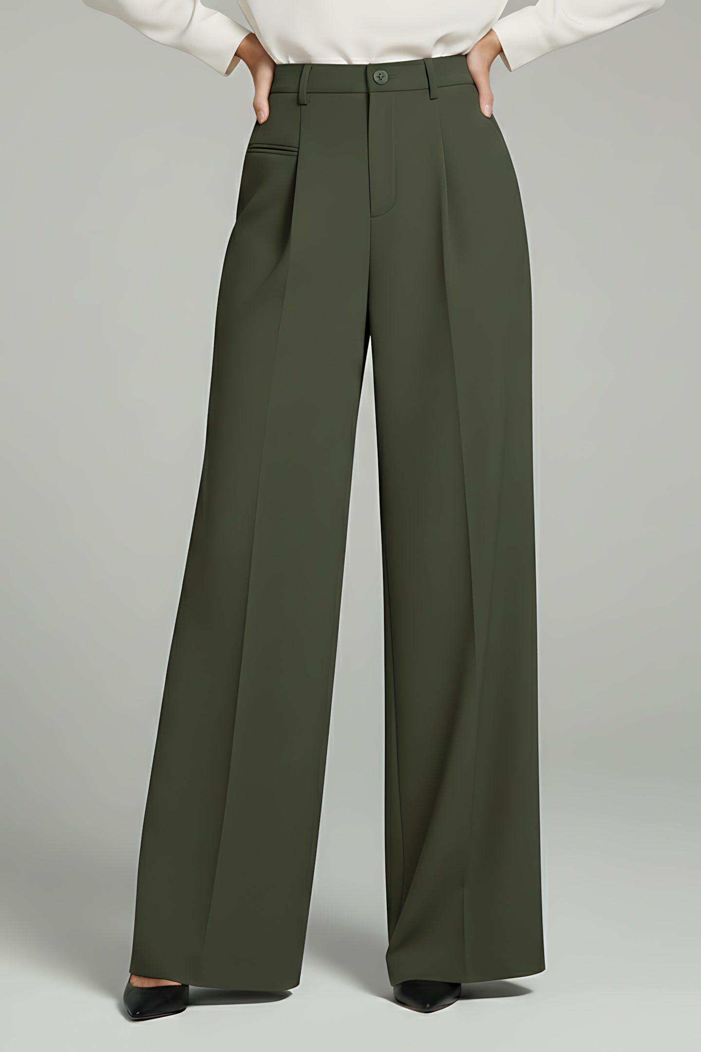 Emily – Pleated High Waist Straight Leg Pants
