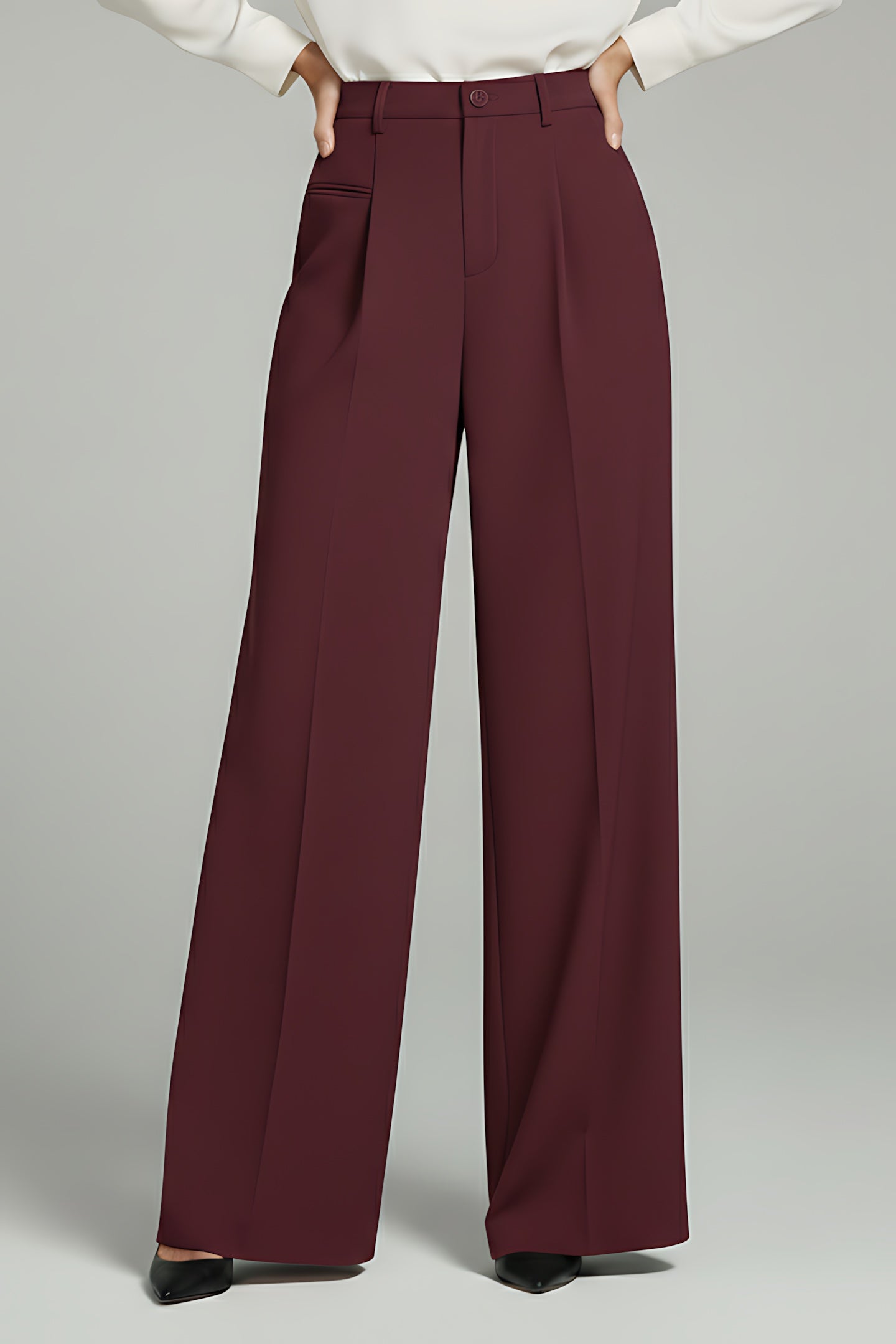 Emily – Pleated High Waist Straight Leg Pants