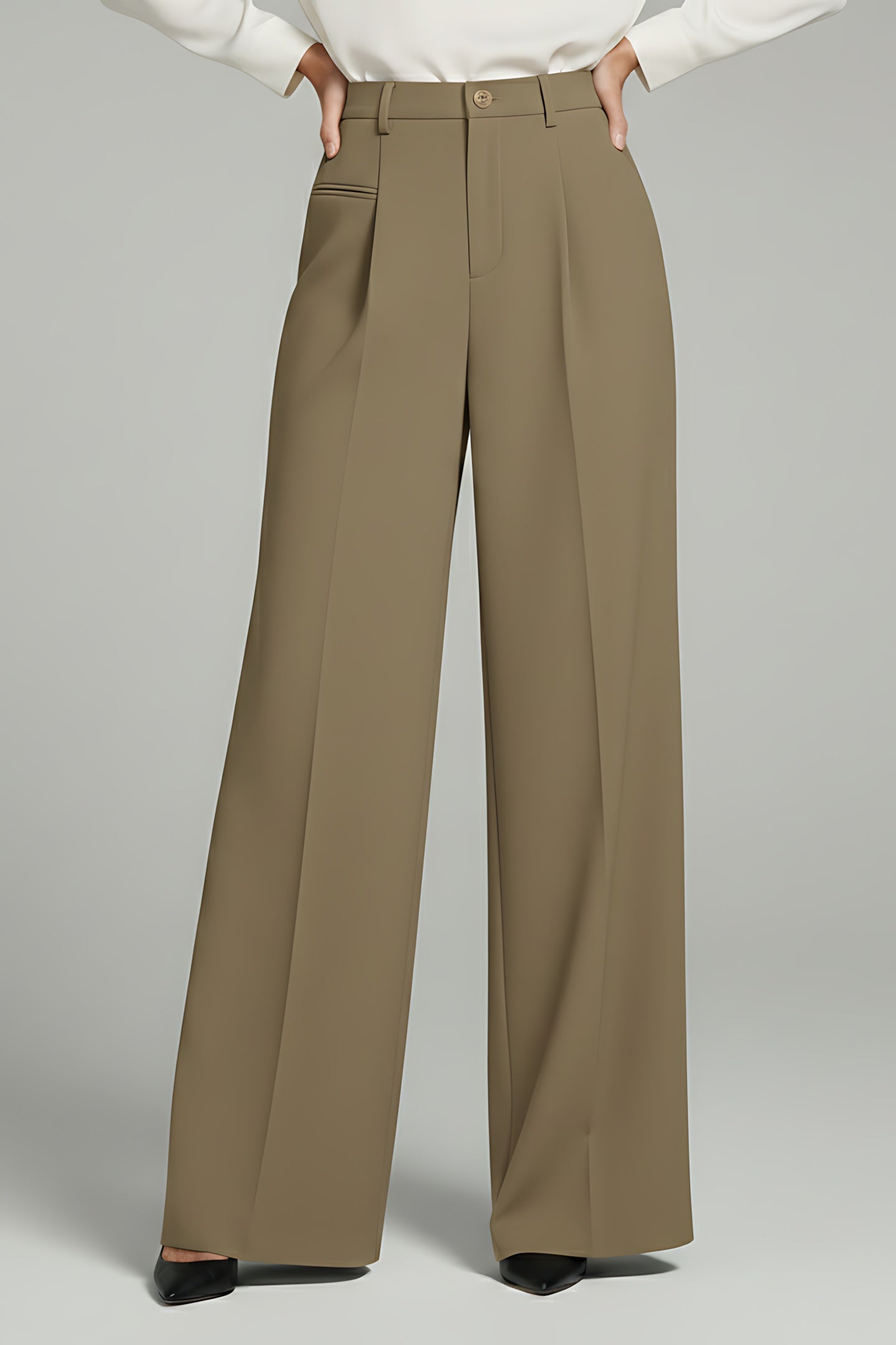 Emily – Pleated High Waist Straight Leg Pants