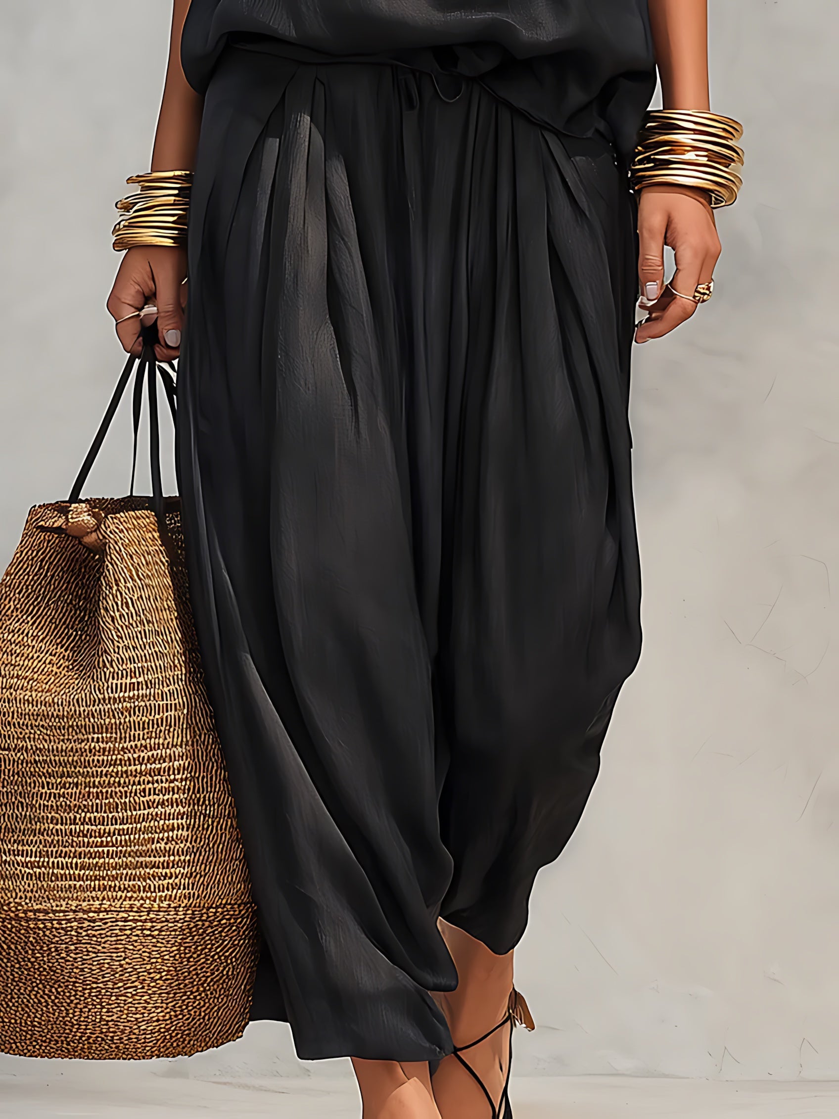 Emma – Cowl Neck Halter Top and Harem Pants Set