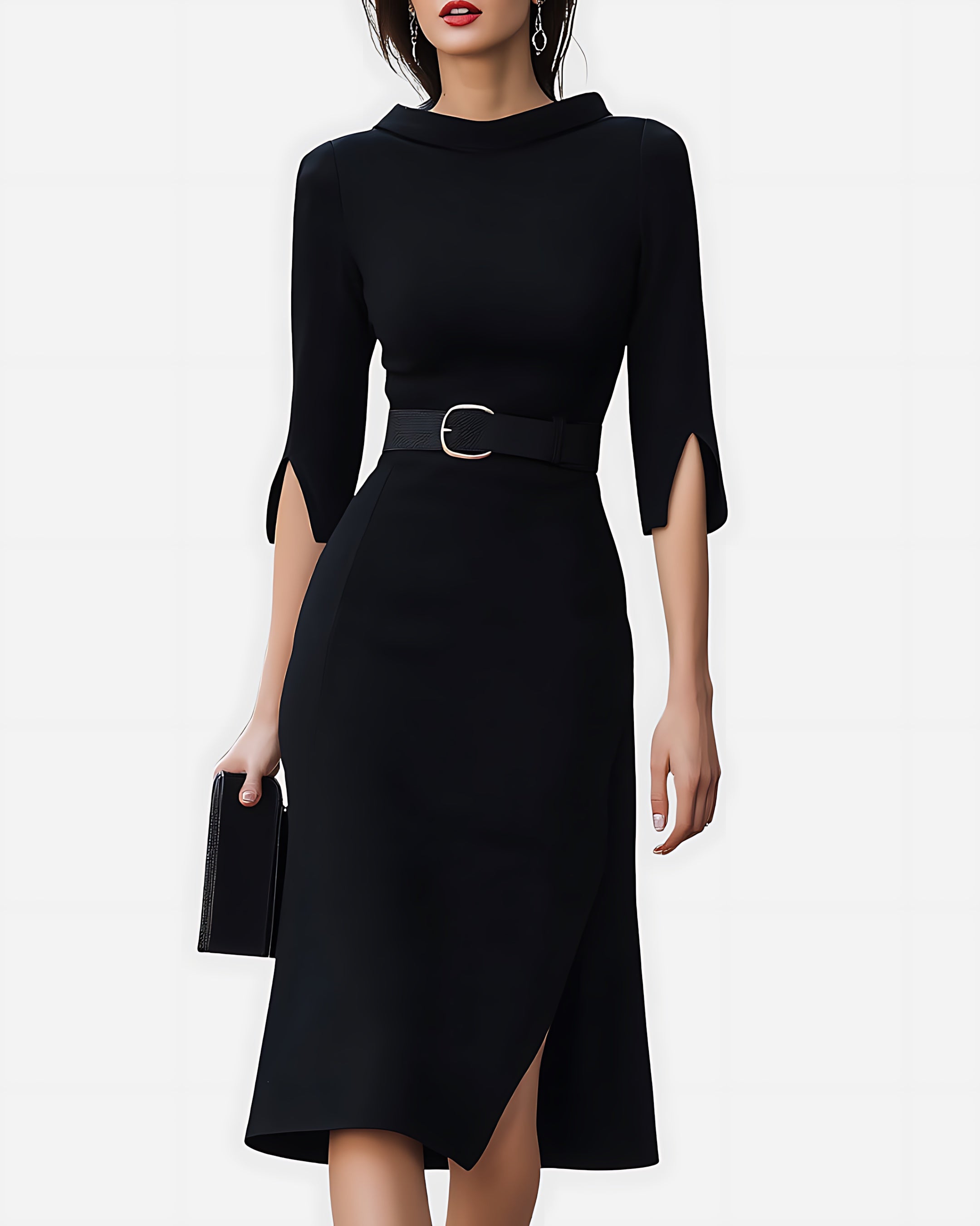 Emma – Mock Neck Bodycon Cocktail Midi Dress