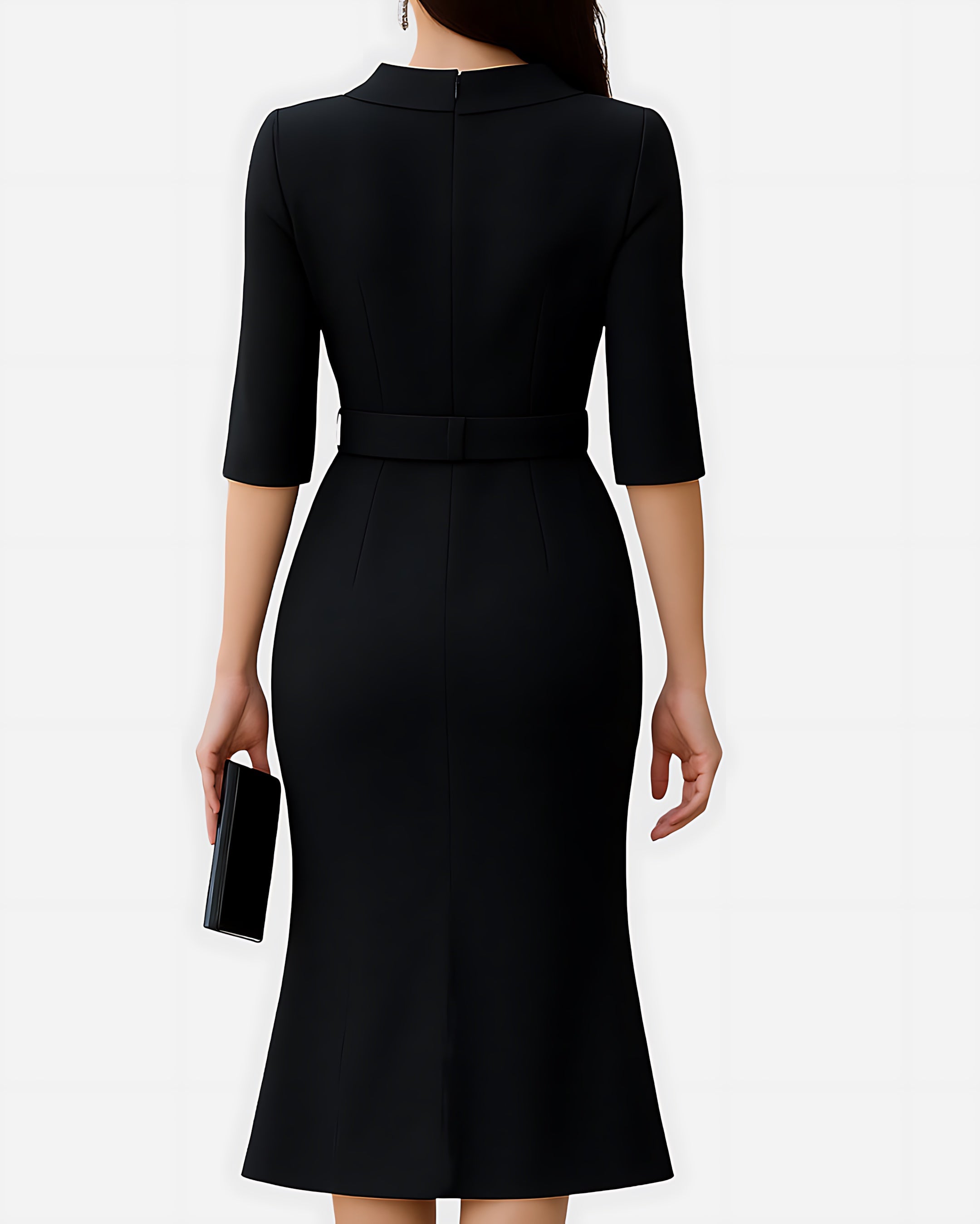 Emma – Mock Neck Bodycon Cocktail Midi Dress