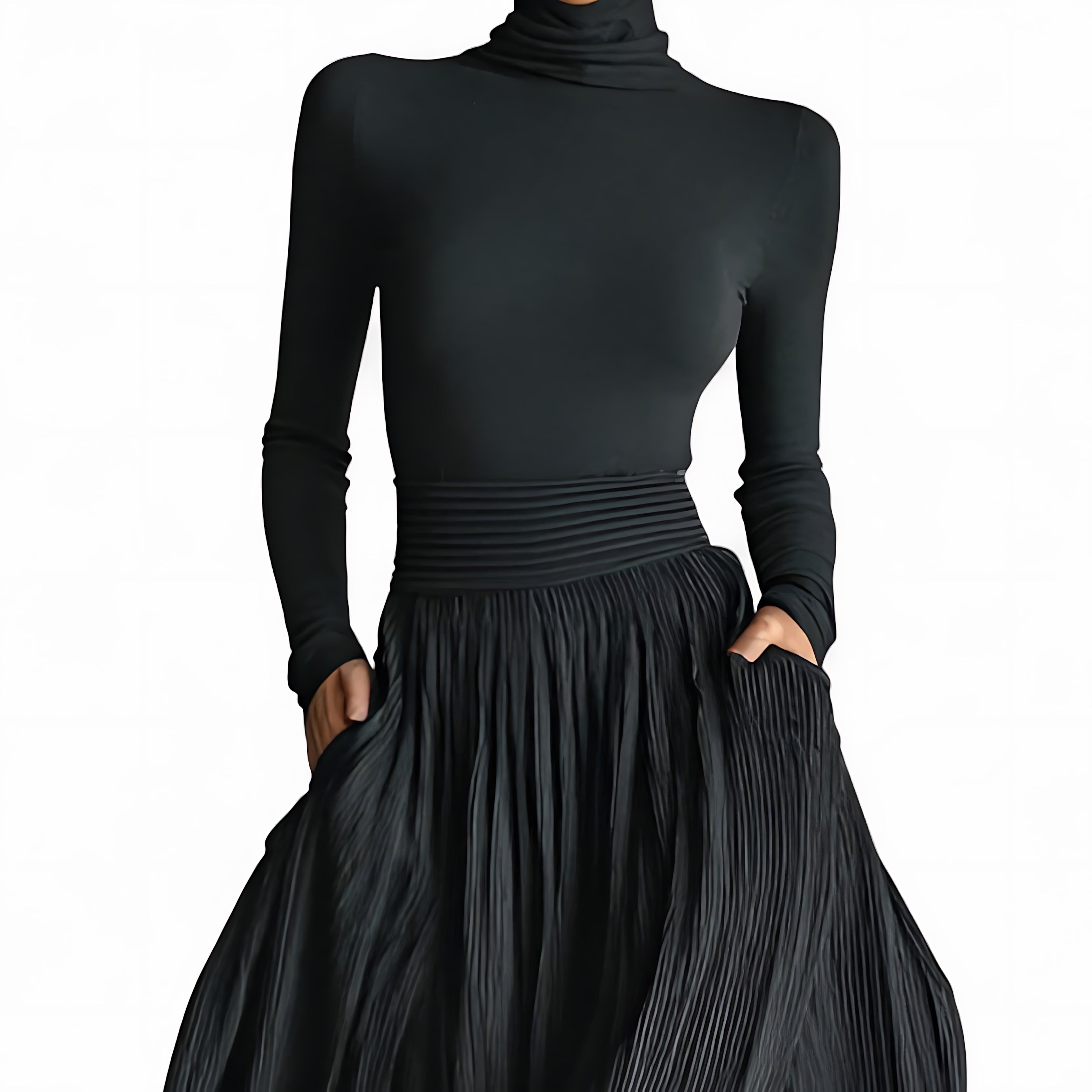 Emma – Round Neck Long Sleeve Evening Maxi Dress