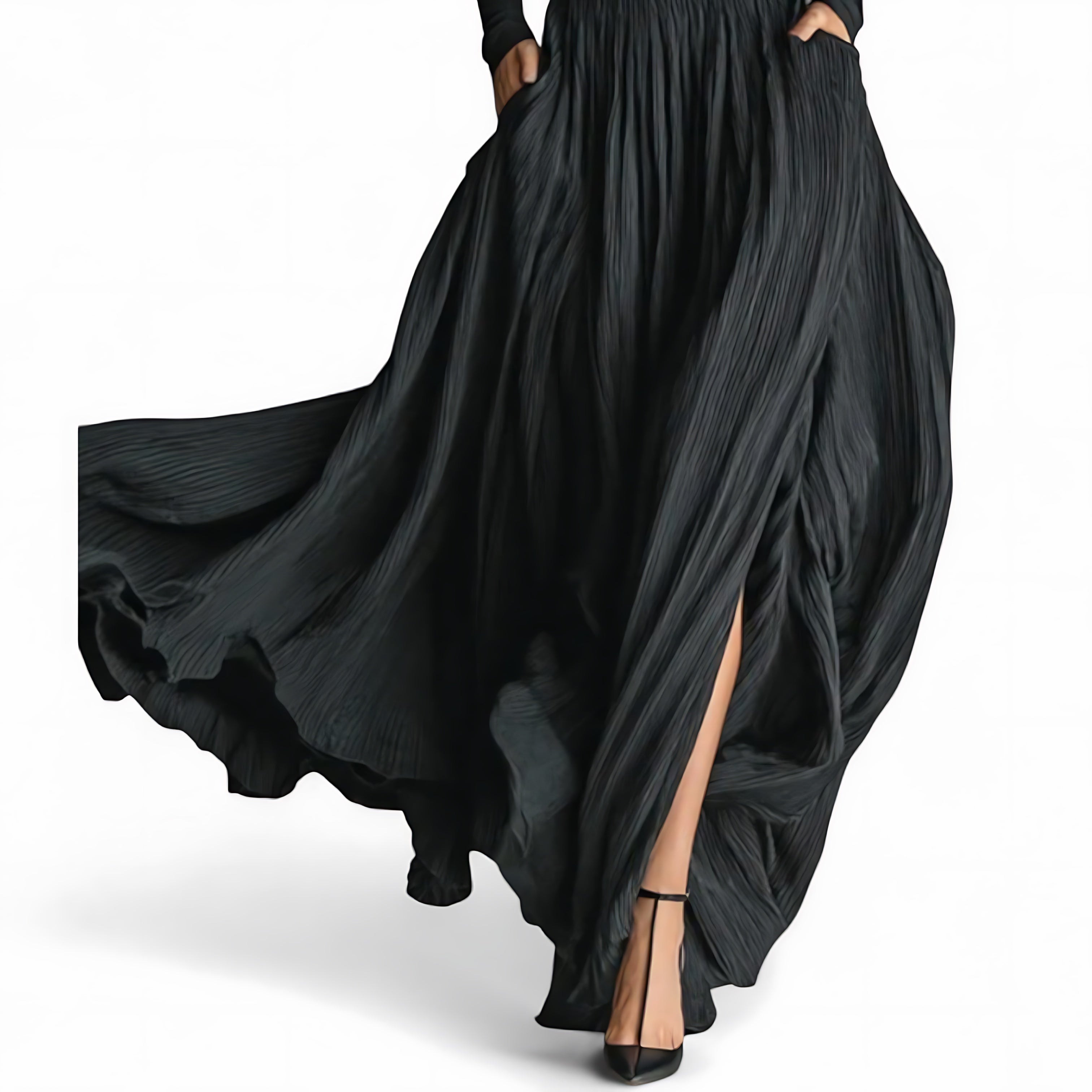 Emma – Round Neck Long Sleeve Evening Maxi Dress
