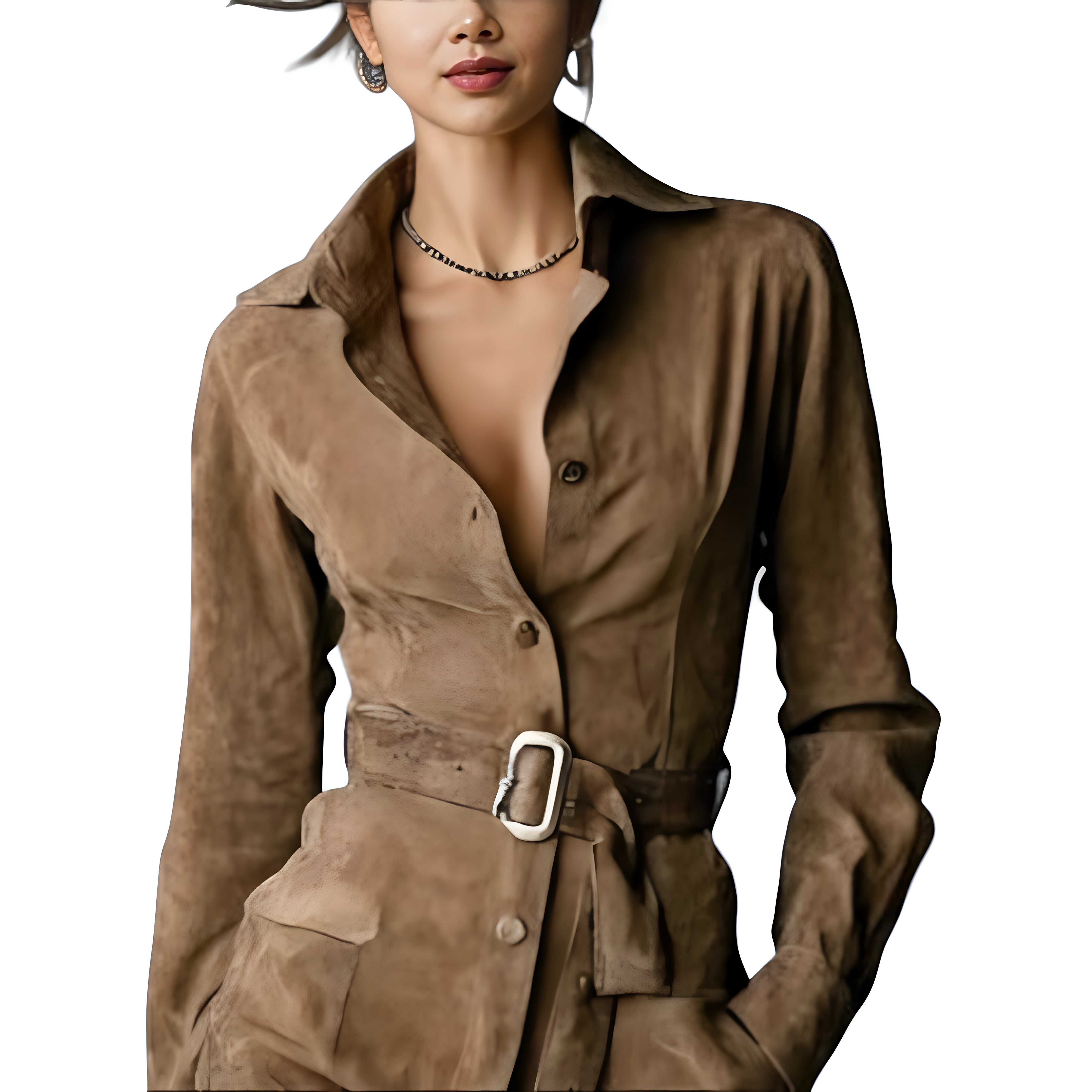 Estella – Collared Long Sleeve A Line Maxi Shirt Dress