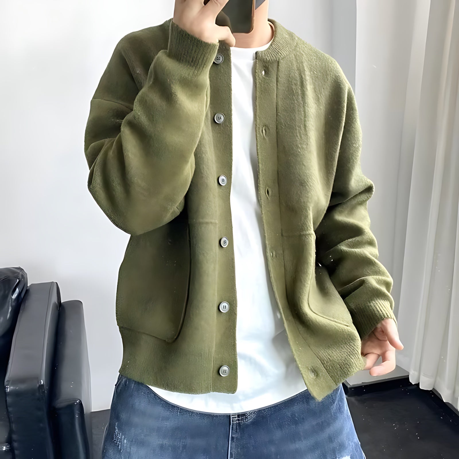 Estella – Crew Neck Button Up Knit Cardigan