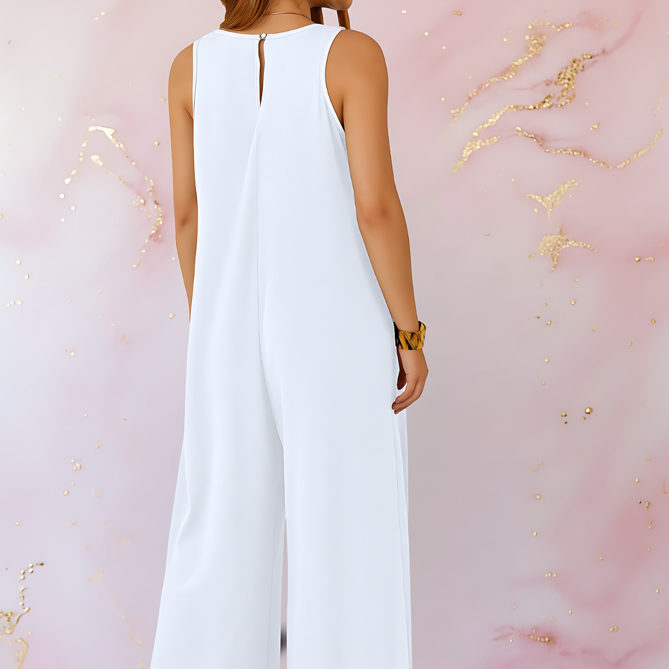 Estella – Deep V Neck Loose Fit Wide Leg Jumpsuit
