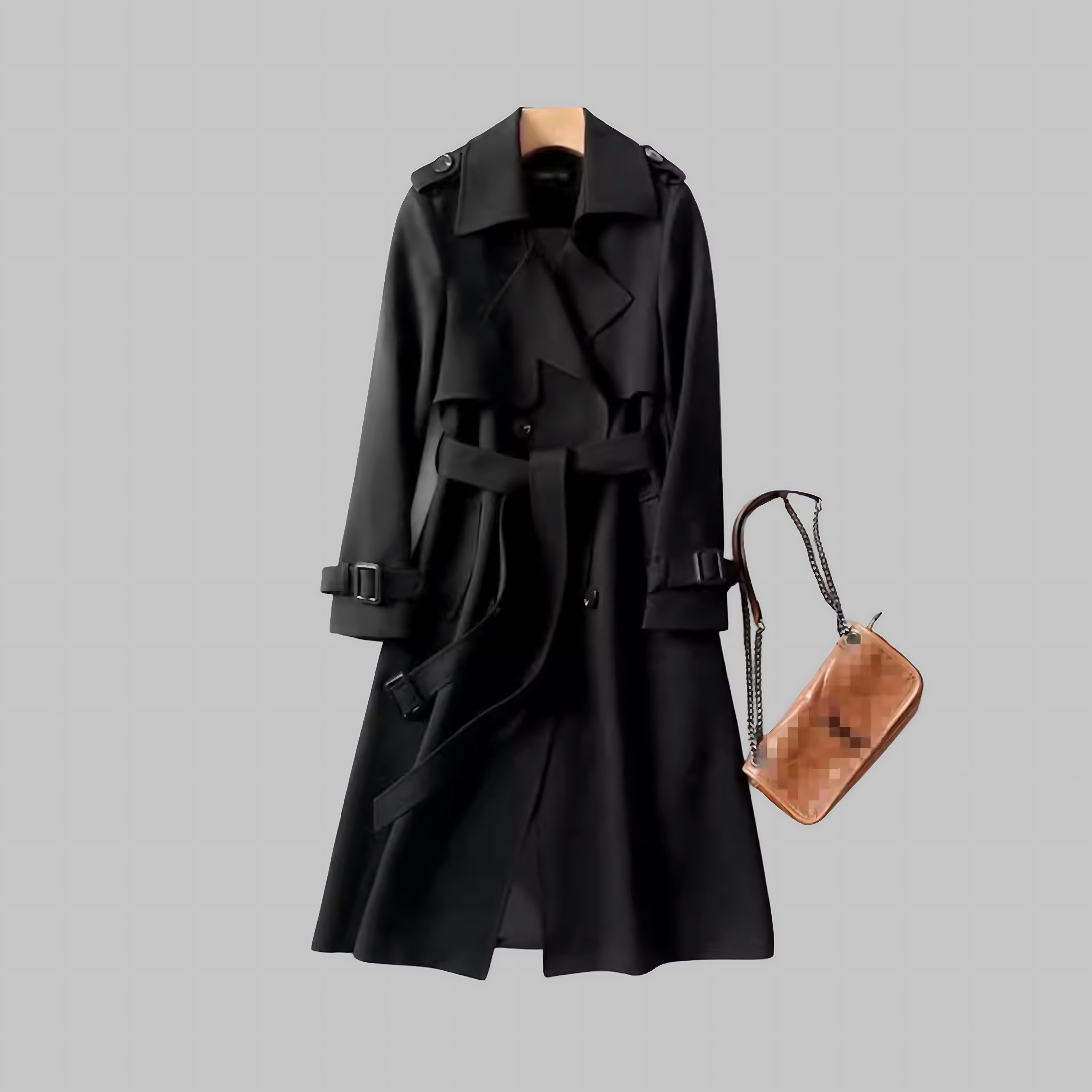 Estella – Faux Leather Trench Coat