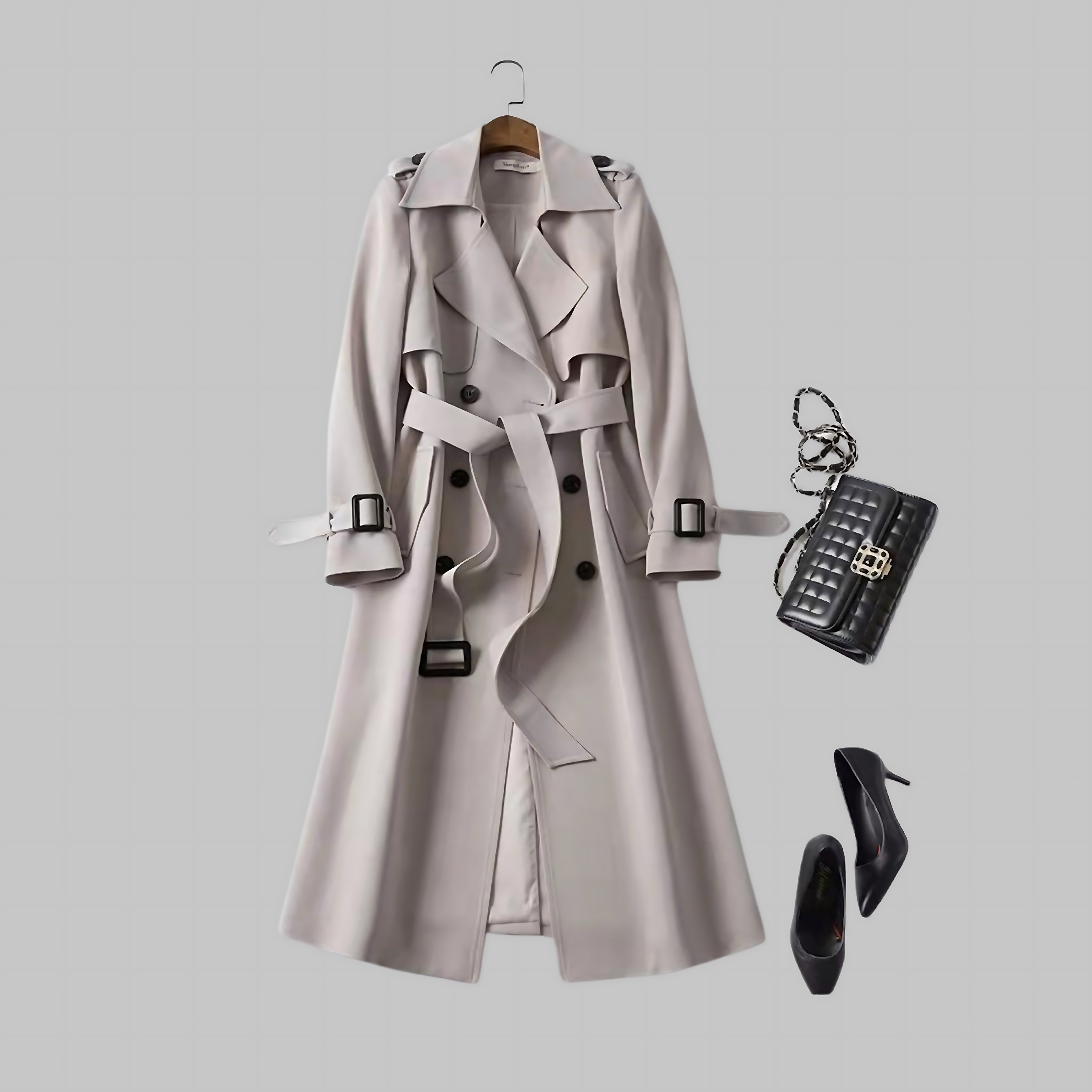 Estella – Faux Leather Trench Coat